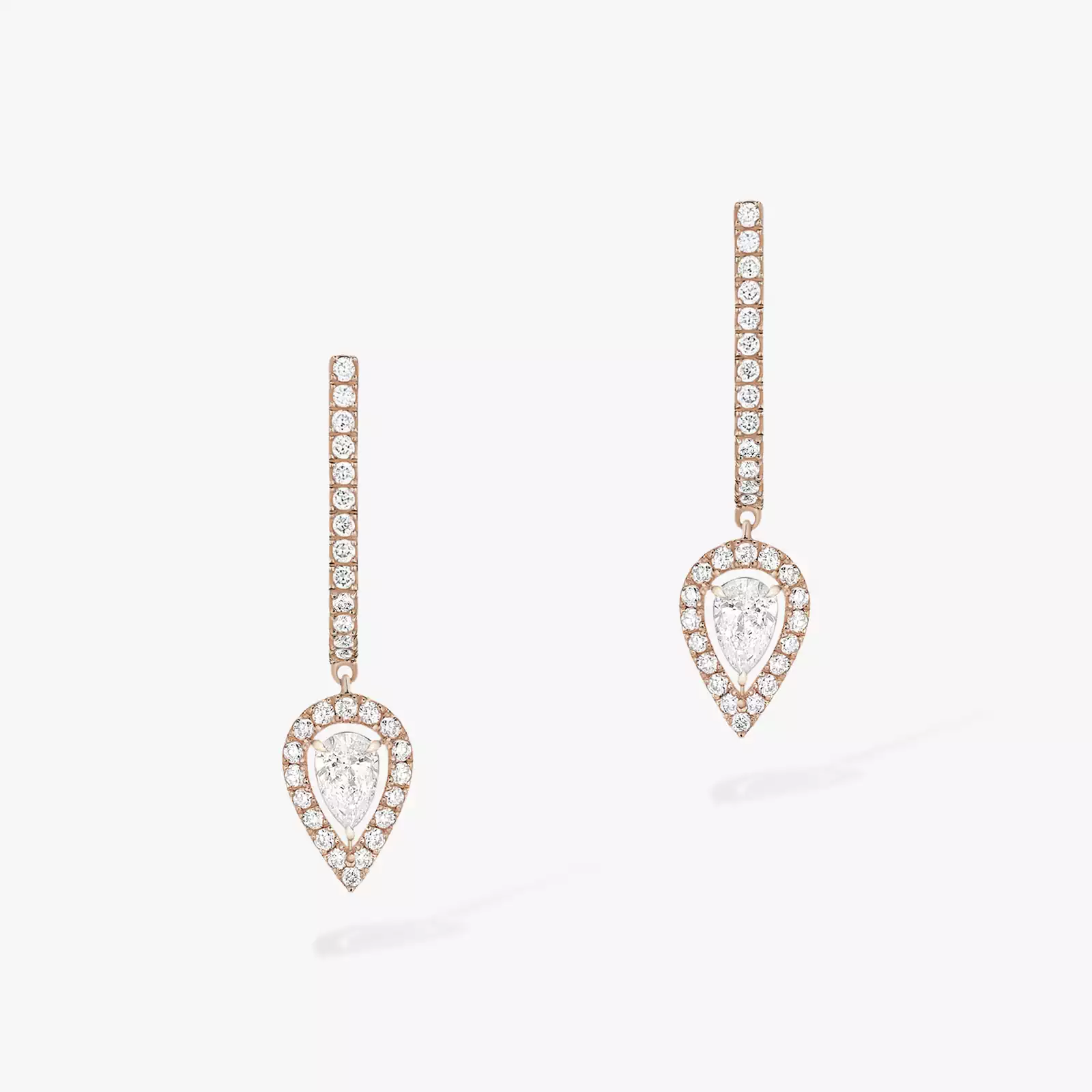 الأقراط امرأة ذهب وردي الماس Joy Hoop Earrings Pear Diamond 2x0,10ct 07480-PG