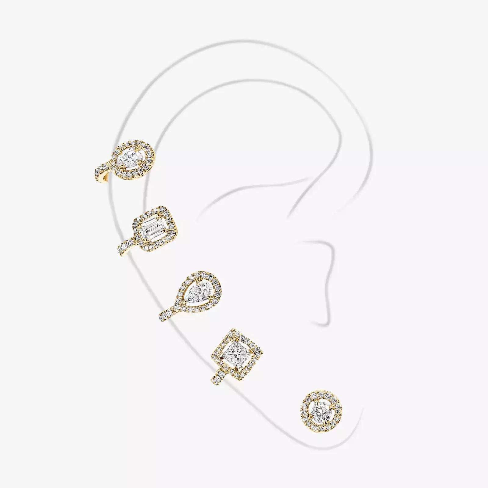 My Twin Multishape Yellow Gold For Her Diamond Earrings 06158-YG