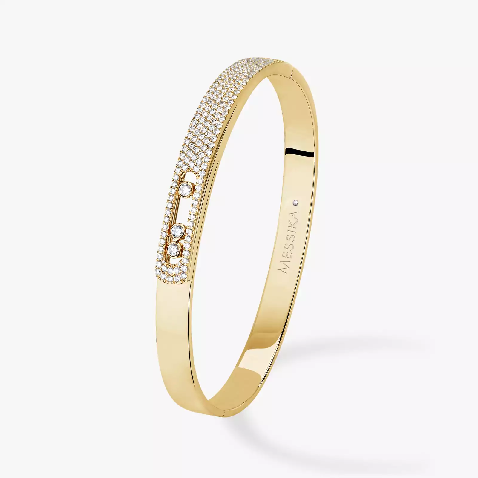 Bracelet For Her Yellow Gold Diamond Move Noa MM Pavé Bangle Large Size 13913-YG