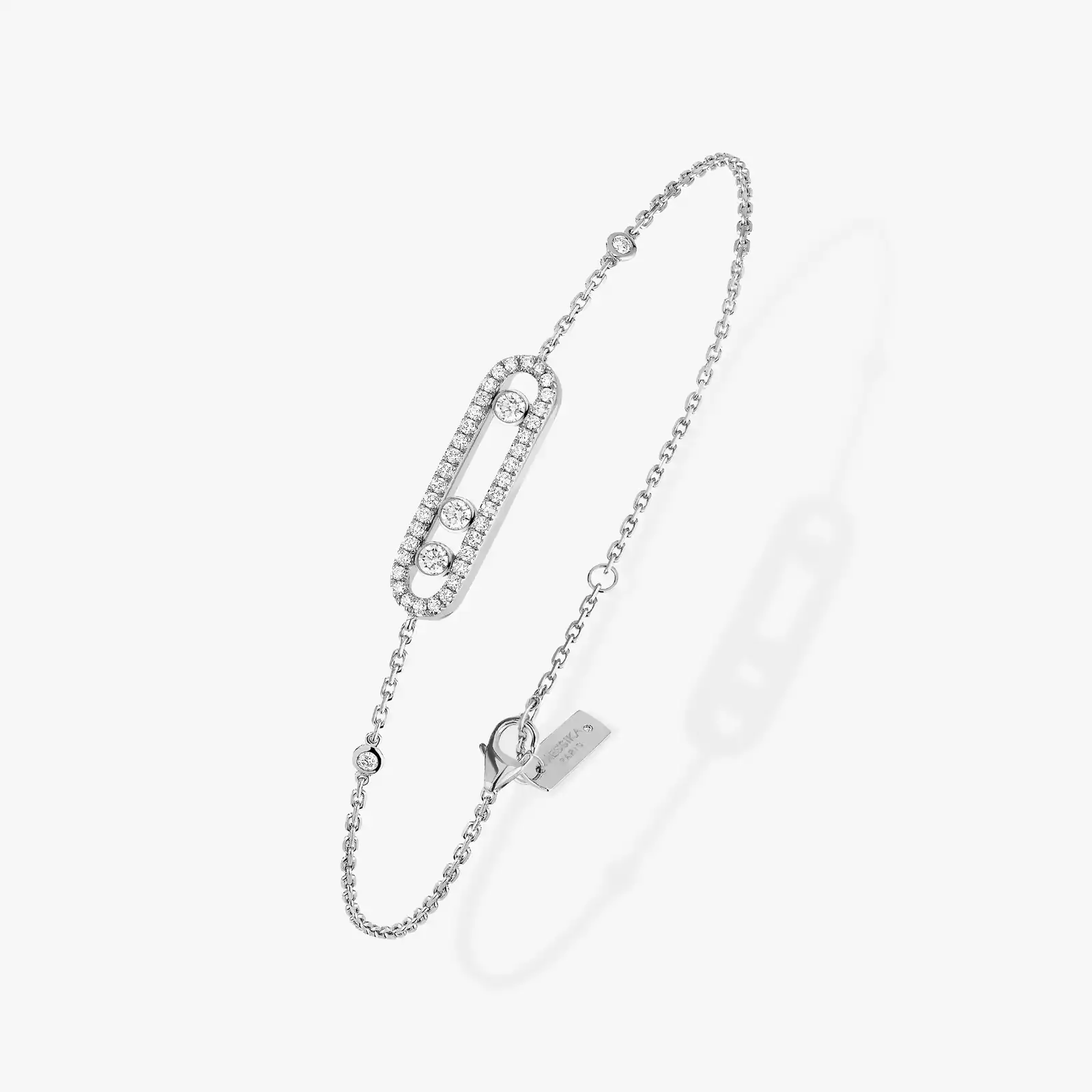 Bracelet Femme Or Blanc Diamant Baby Move Pavé  04325-WG