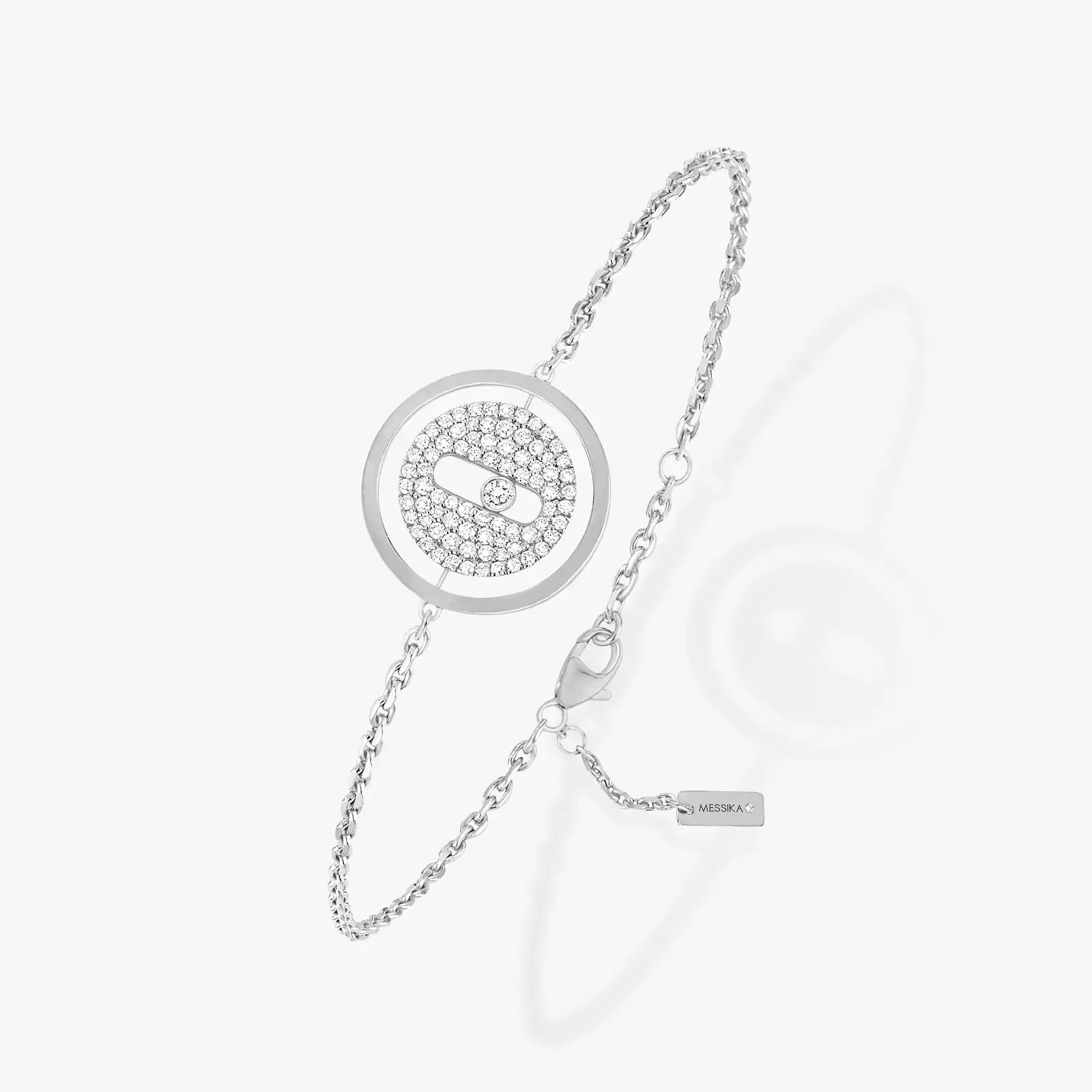 Mit Diamanten ausgefasstes Lucky Move Kettenarmband KM Für sie Diamant Armband Weißgold 07541-WG