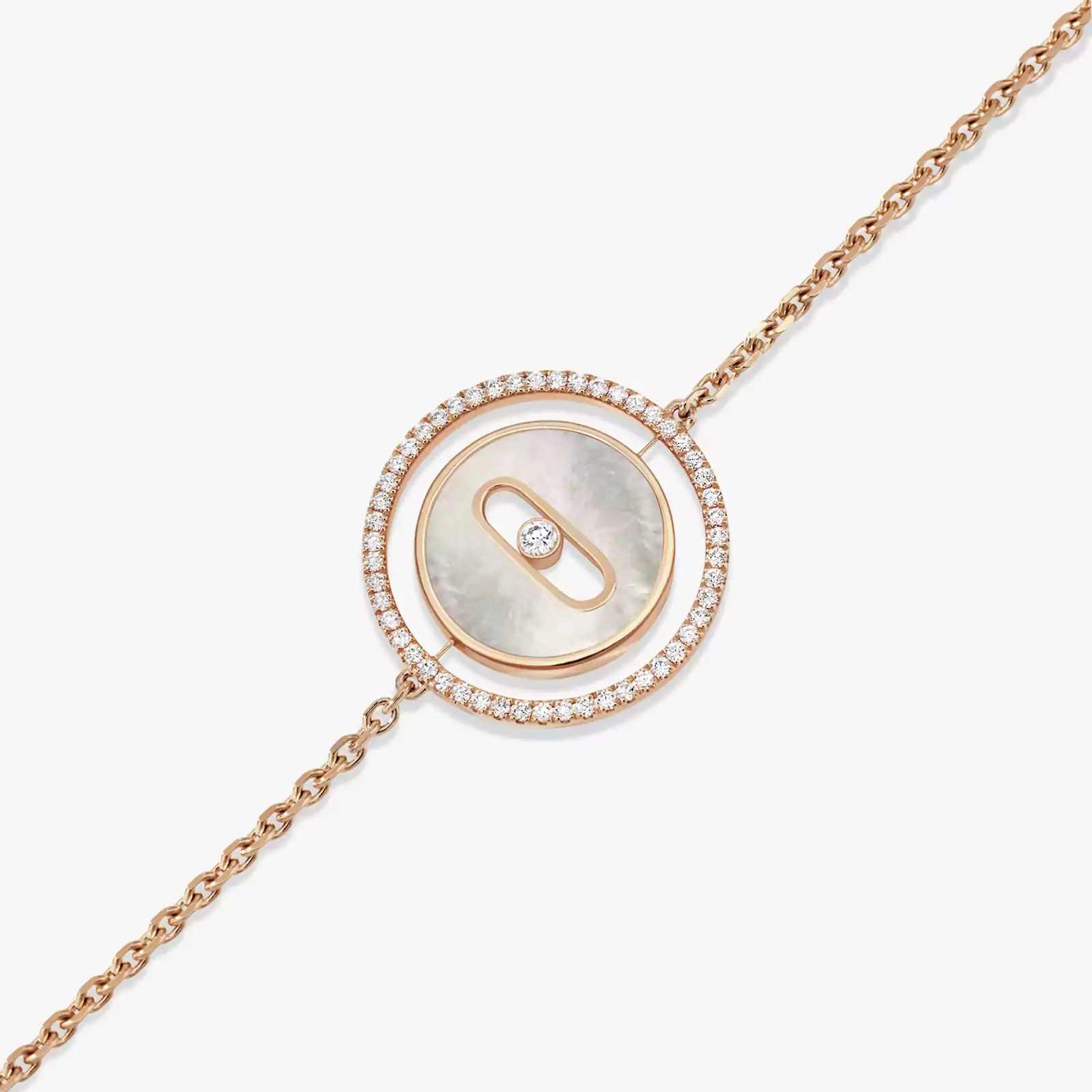 Lucky Move SM White Mother-of-Pearl Pink Gold For Her Diamond Bracelet 11653-PG