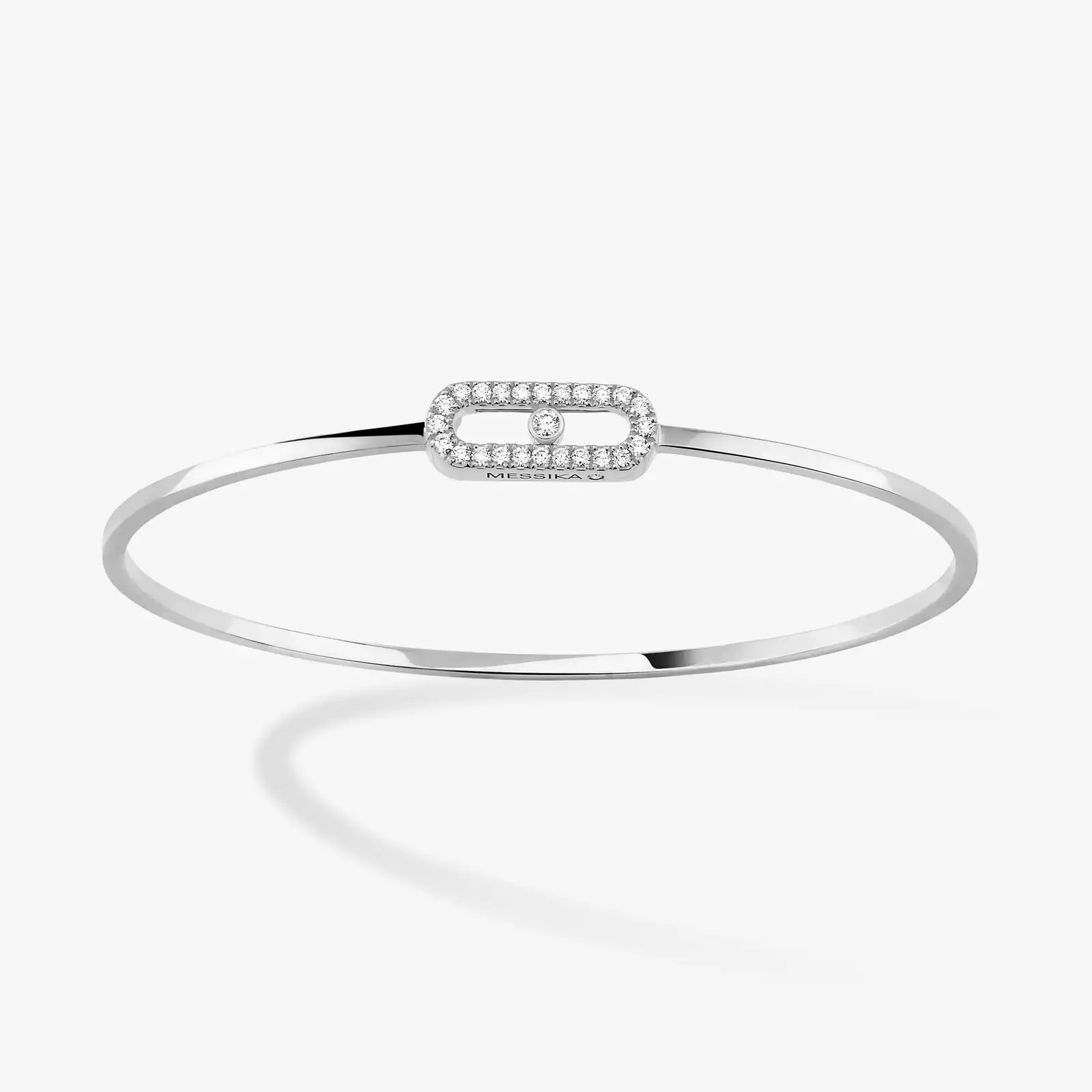 Bracelet Femme Or Blanc Diamant Jonc Flex Move Uno Pavé 11134-WG