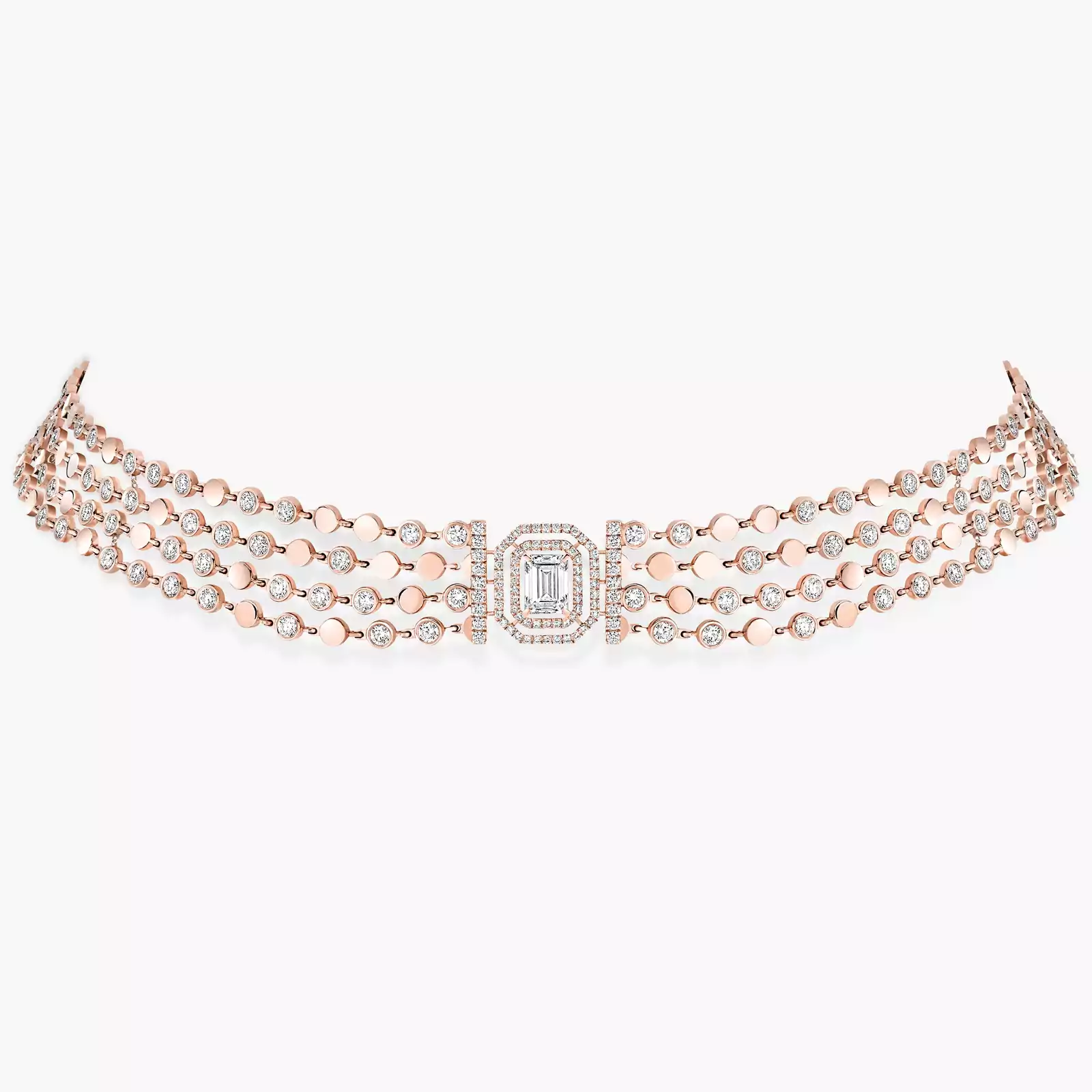 Necklace For Her Pink Gold Diamond D-Vibes Multi-Row Necklace 12434-PG