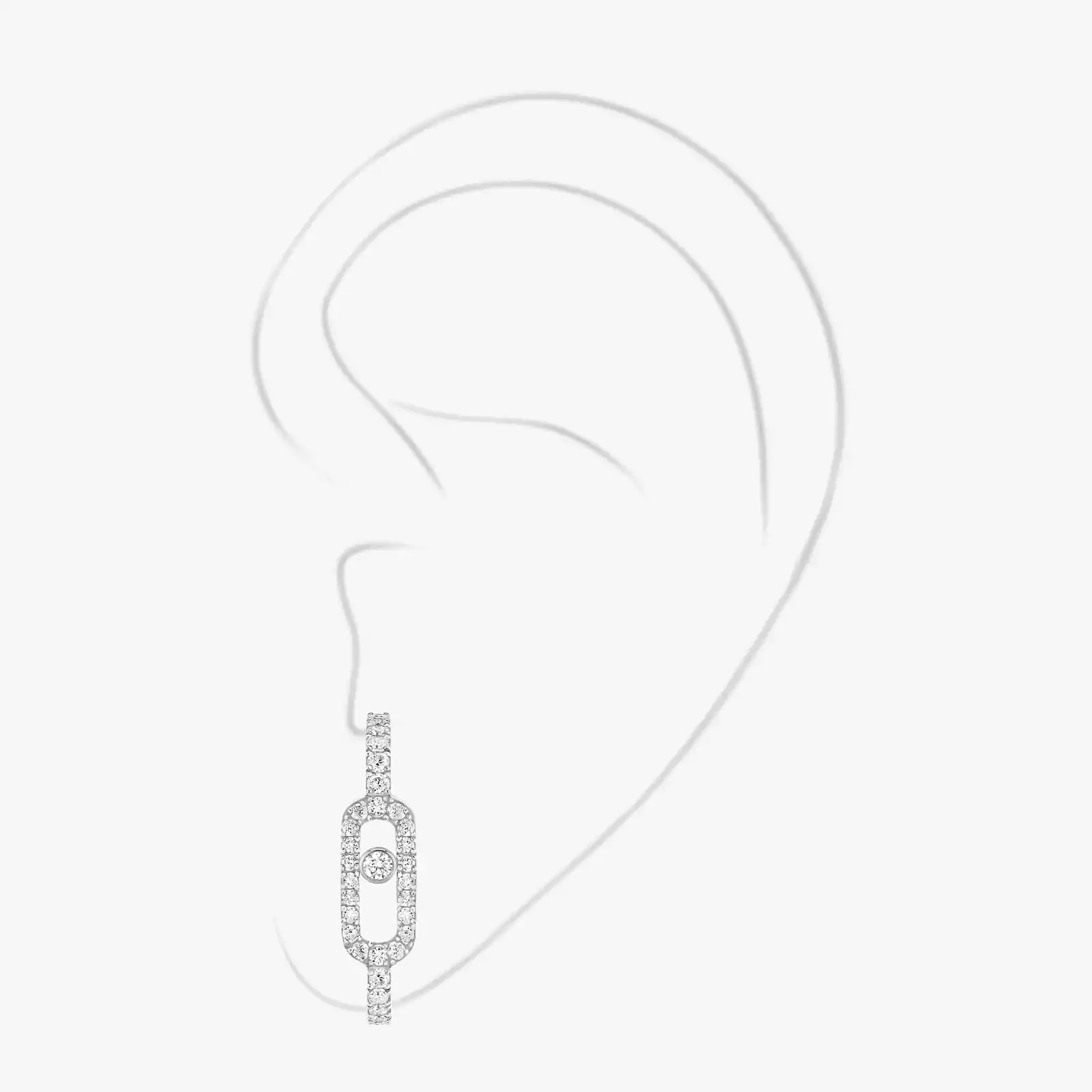 Einzelner, mit Diamanten ausgefasster Move Uno Ohrring Für sie Diamant Ohrringe Weißgold 10007-WG