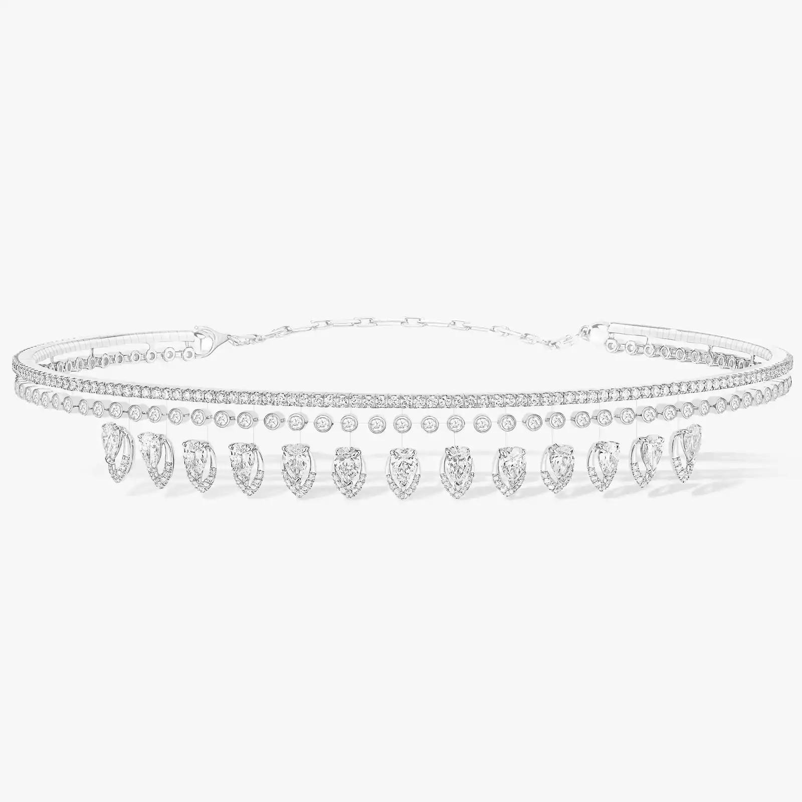 Choker Skinny Desert Bloom White Gold For Her Diamond Necklace 10040-WG