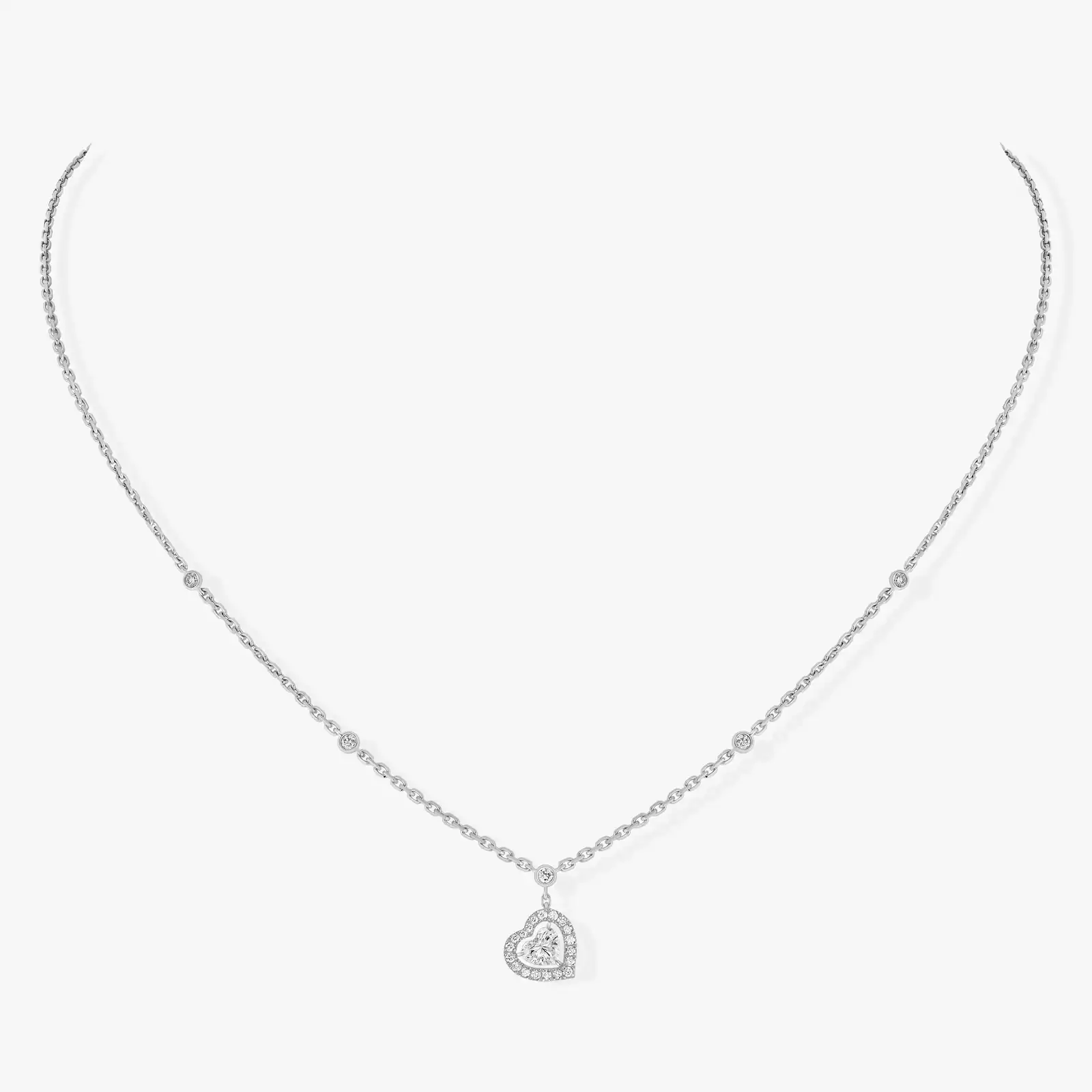 Collier Femme Or Blanc Diamant Joy diamant cœur 0,15ct 11437-WG