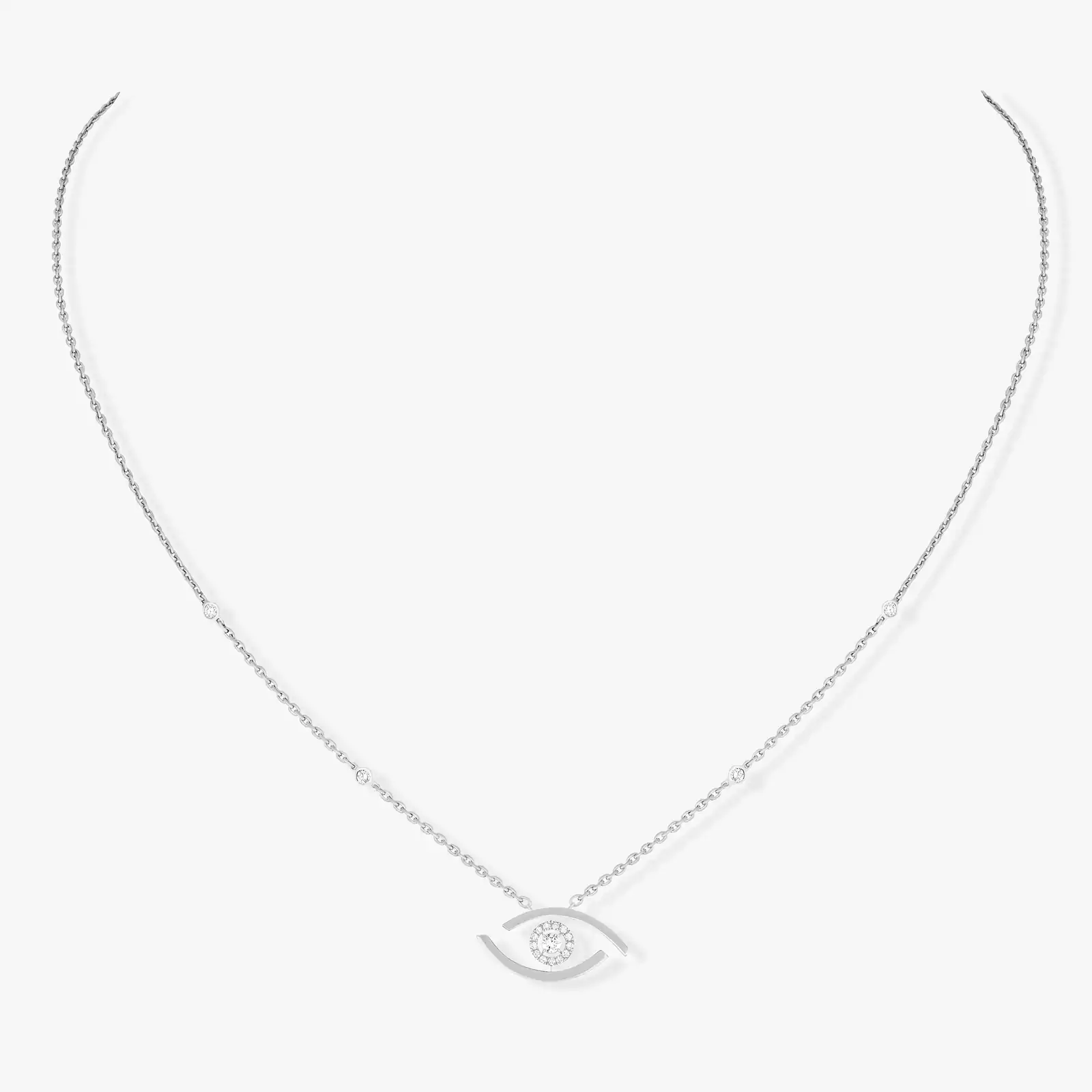 Collar Mujer Oro blanco Diamante Collar Lucky Eye 07524-WG
