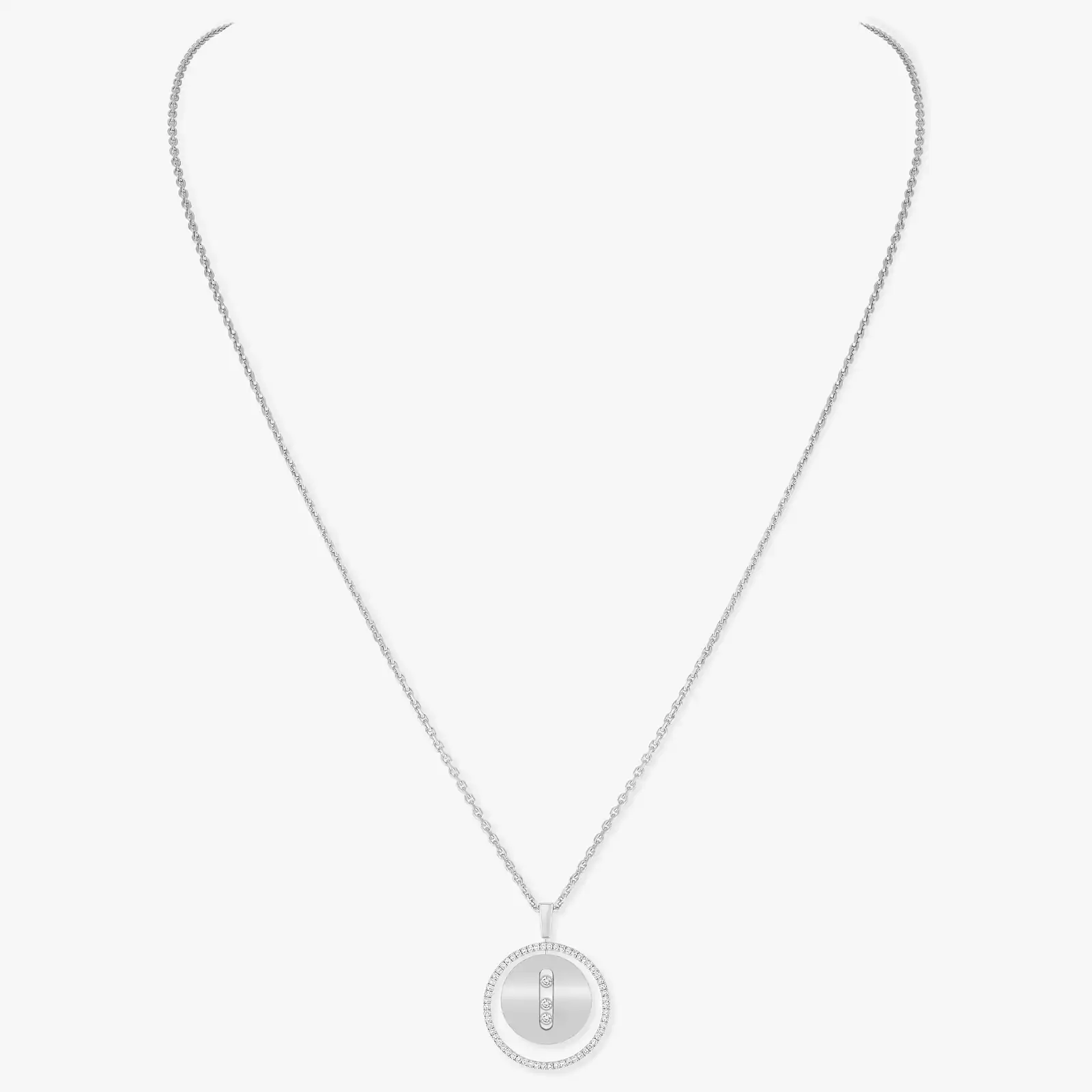 Collier Femme Or Blanc Diamant Lucky Move MM 07394-WG