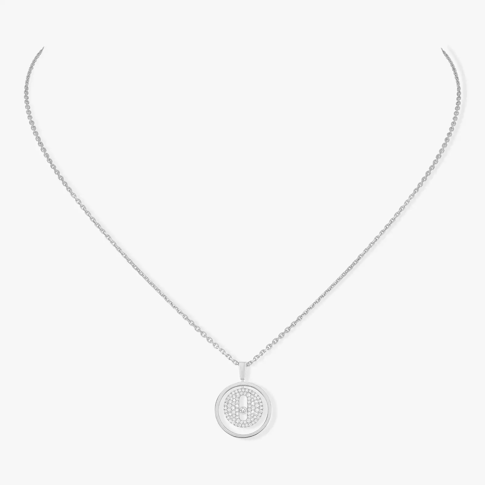 Necklace For Her White Gold Diamond Lucky Move SM Pavé 07397-WG