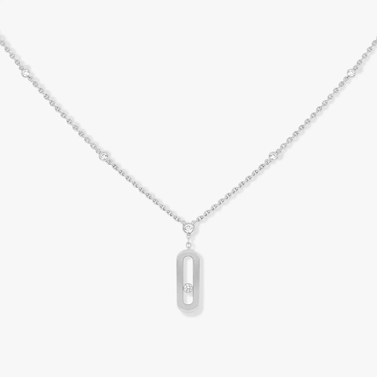 Collier Femme Or Blanc Diamant Collier Long Move Uno 10111-WG