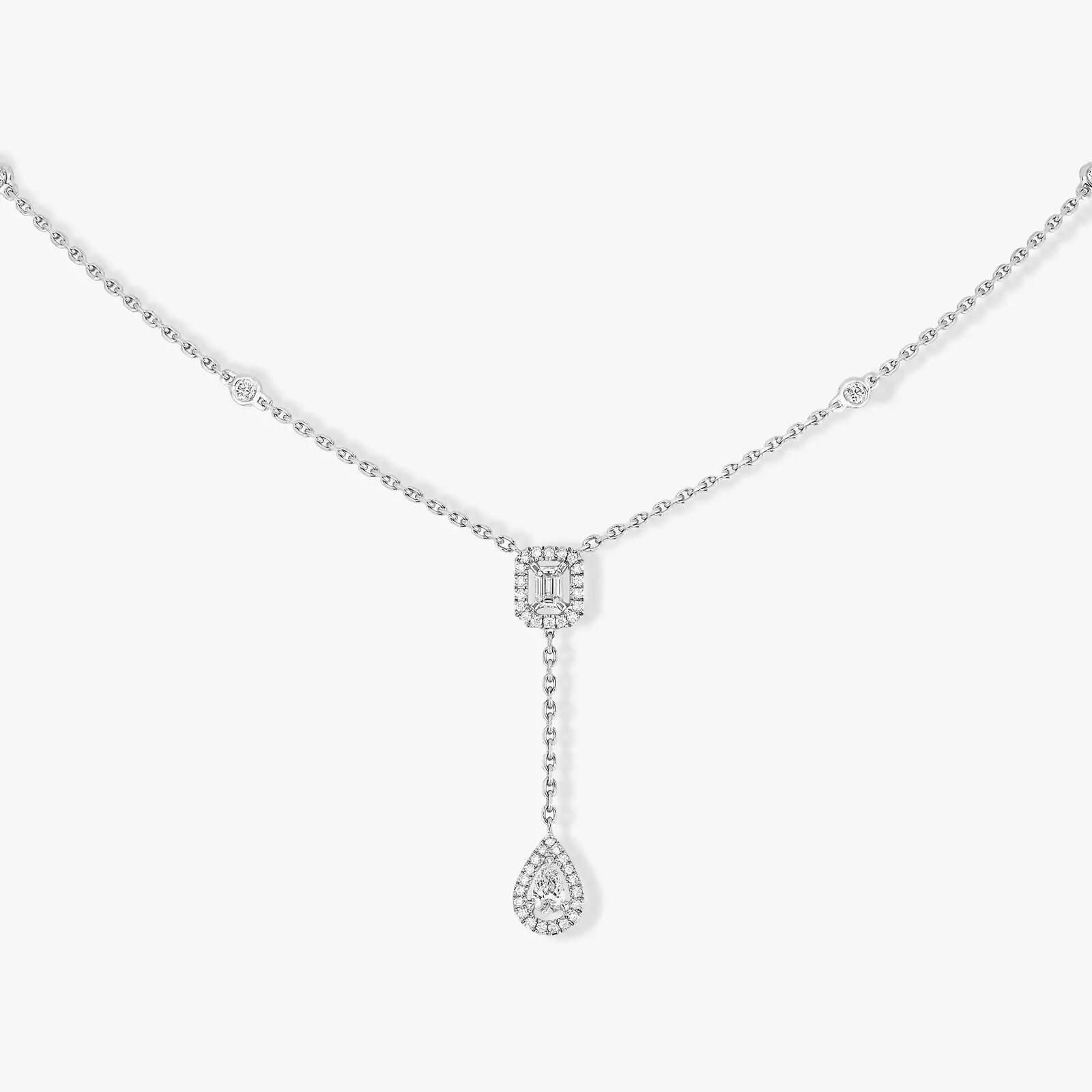 Collier Femme Or Blanc Diamant My Twin Cravate 0,10ct x2 06693-WG