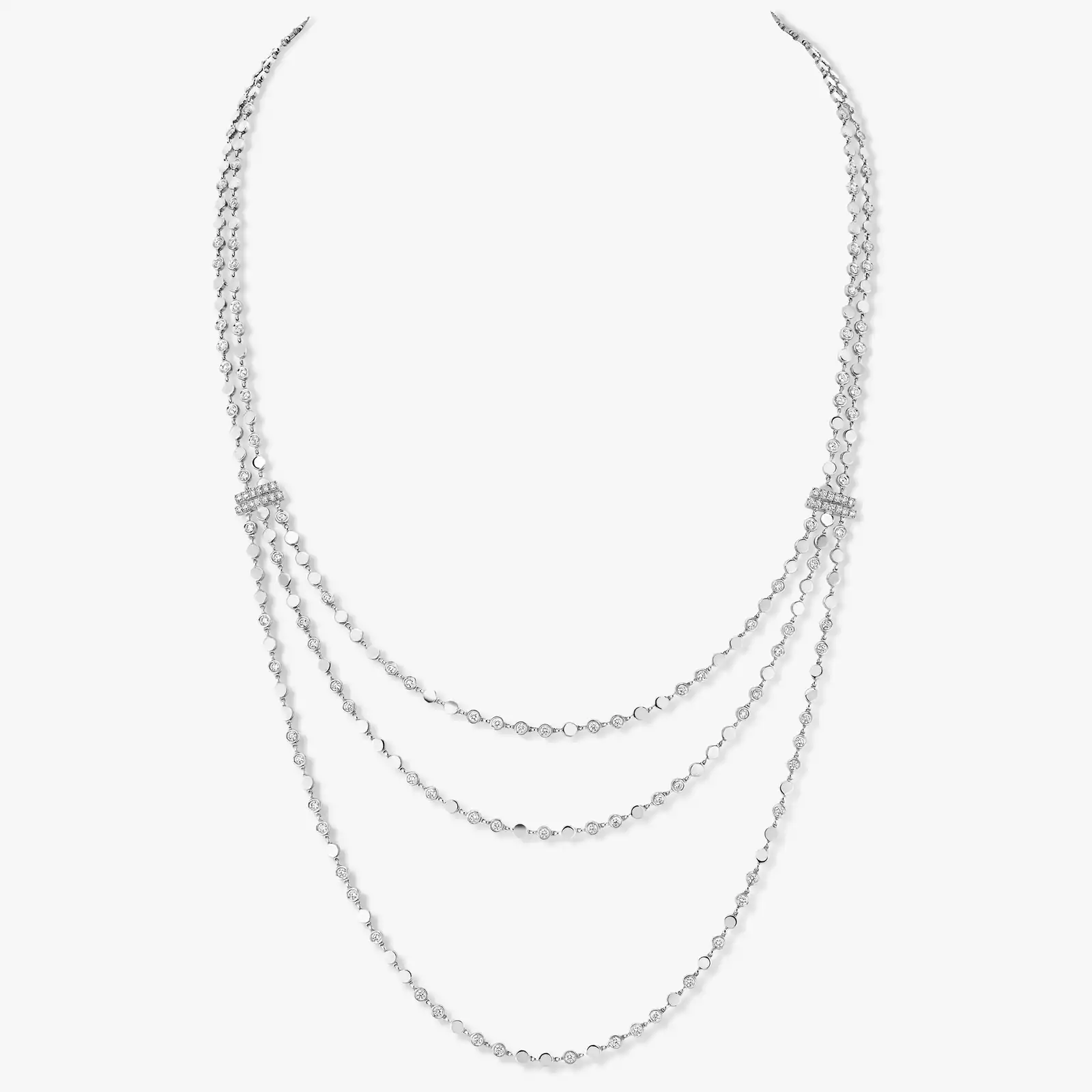 Collier Femme Or Blanc Diamant D-Vibes Multi Rangs 12435-WG