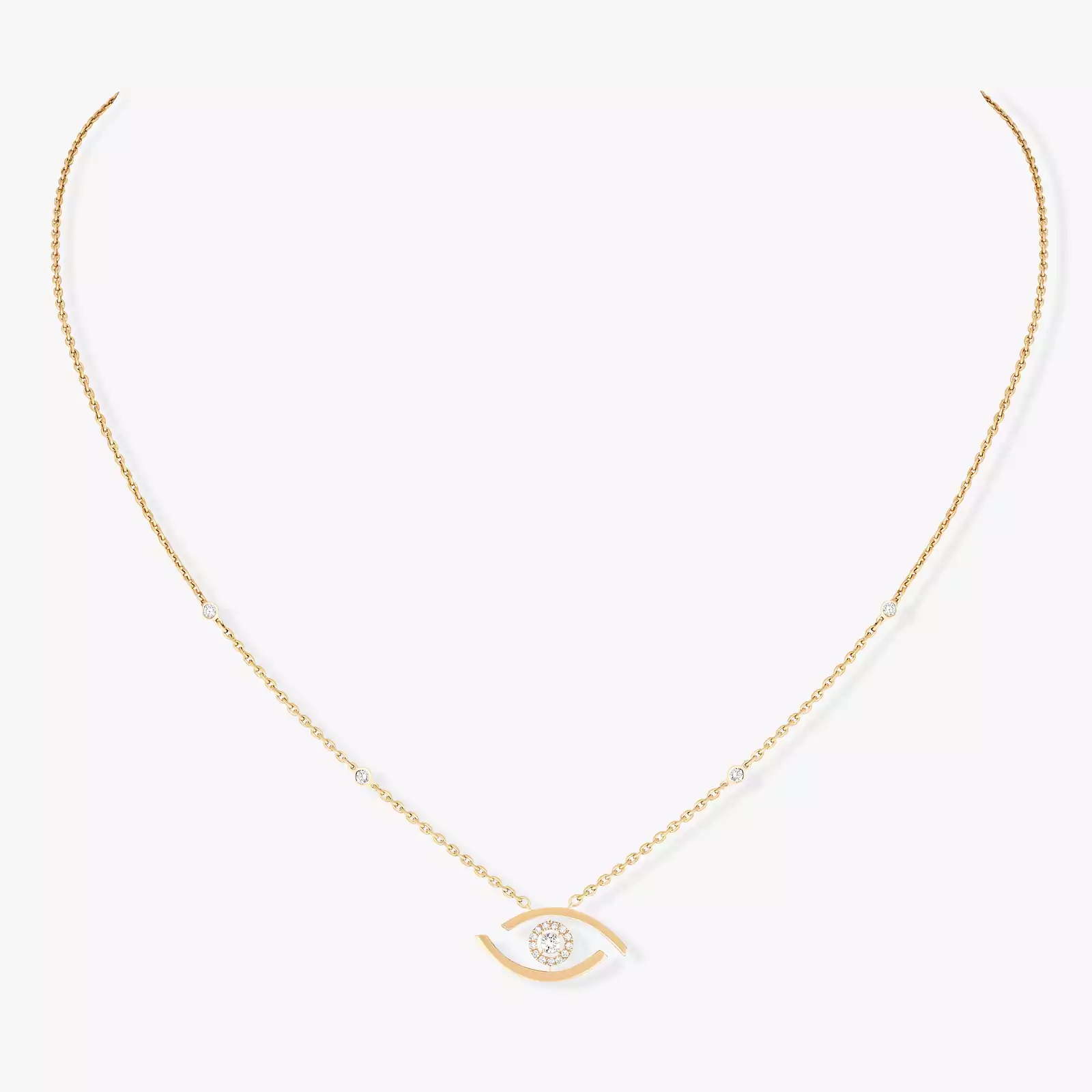 Collar Mujer Oro amarillo Diamante Collar Lucky Eye 07524-YG