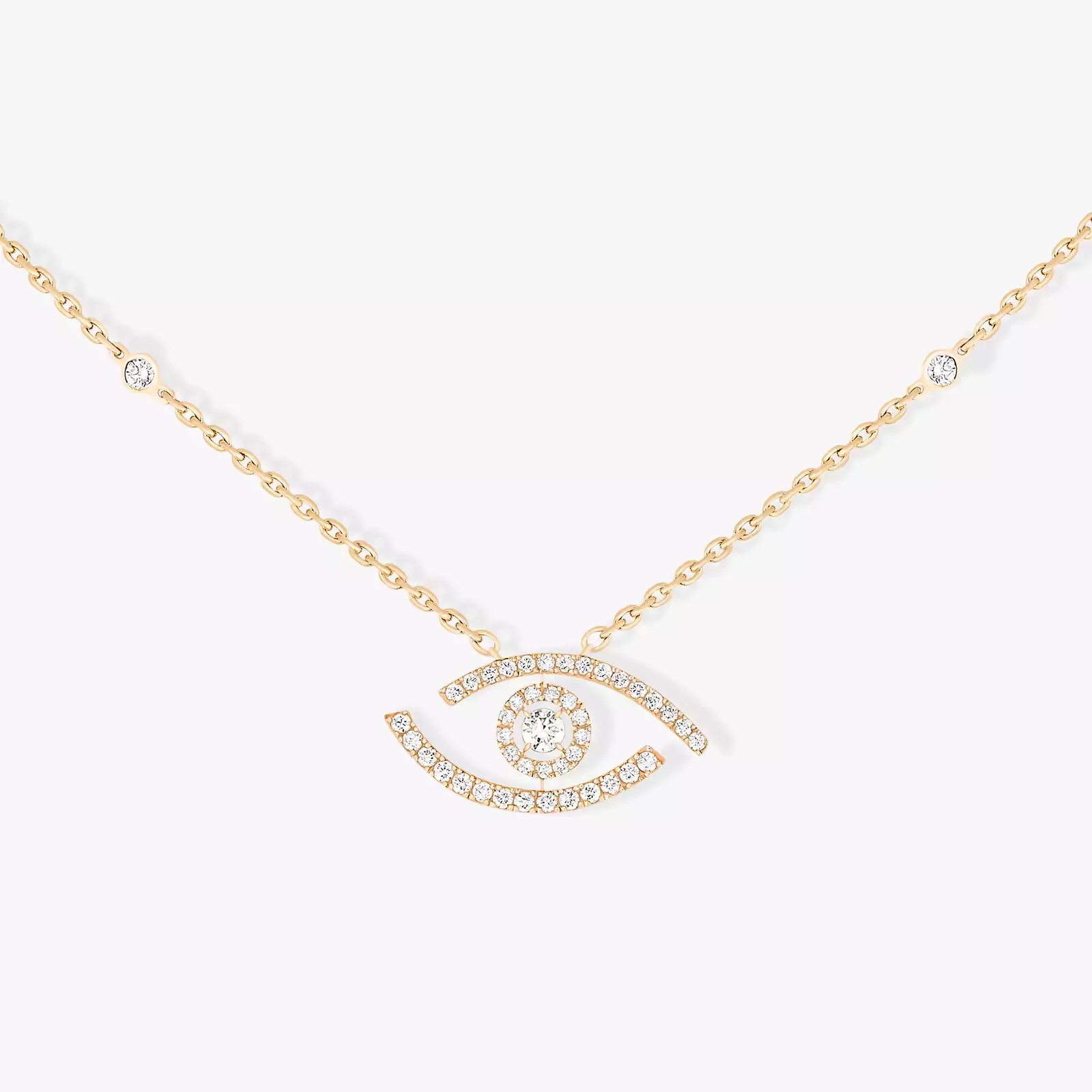 Mit Diamanten ausgefasste Lucky Eye Halskette Für sie Diamant Kette Gelbgold 07525-YG