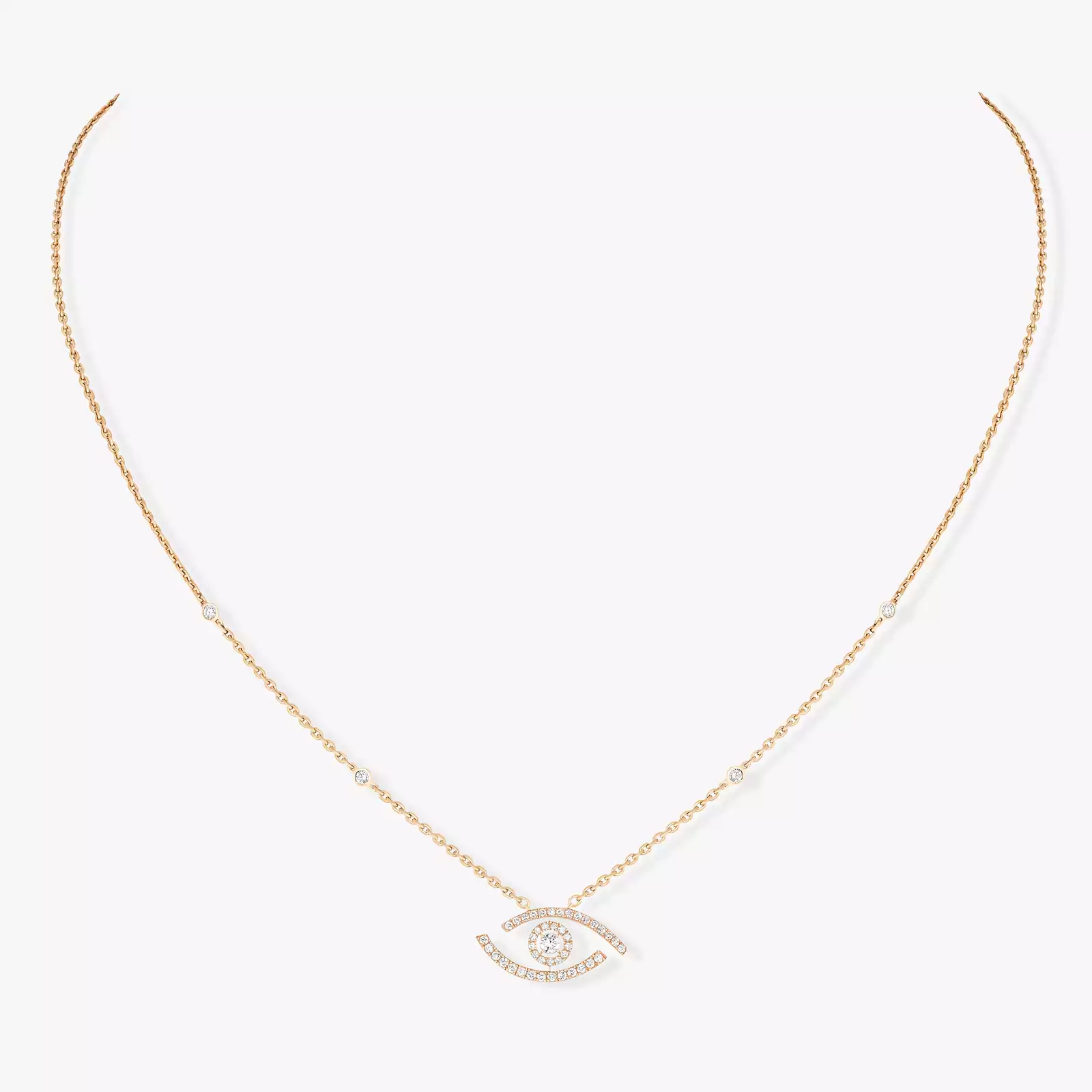 Mit Diamanten ausgefasste Lucky Eye Halskette Für sie Diamant Kette Gelbgold 07525-YG