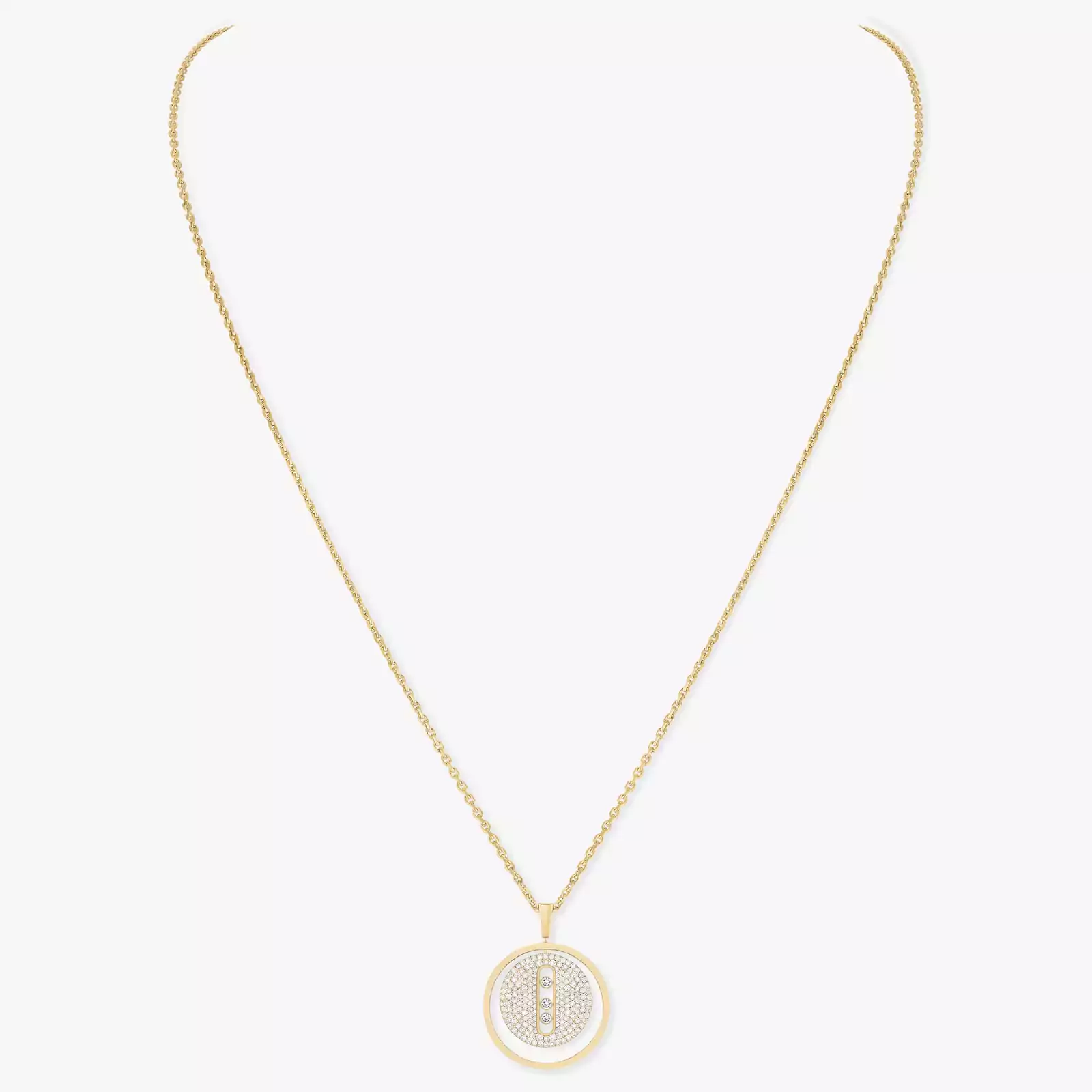 Necklace For Her Yellow Gold Diamond Lucky Move MM Pavé 07395-YG