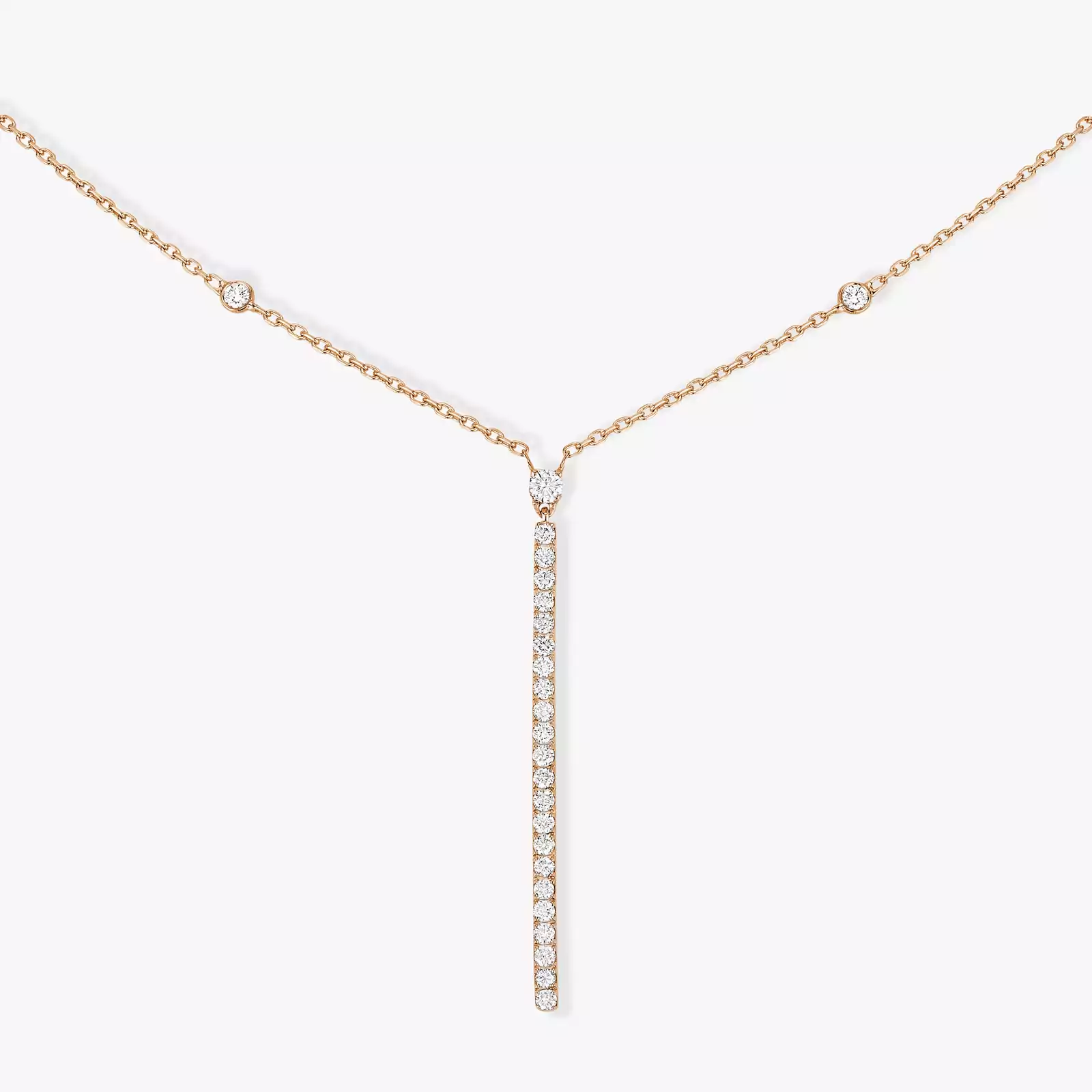 Gatsby Vertical Bar Pink Gold For Her Diamond Necklace 05448-PG