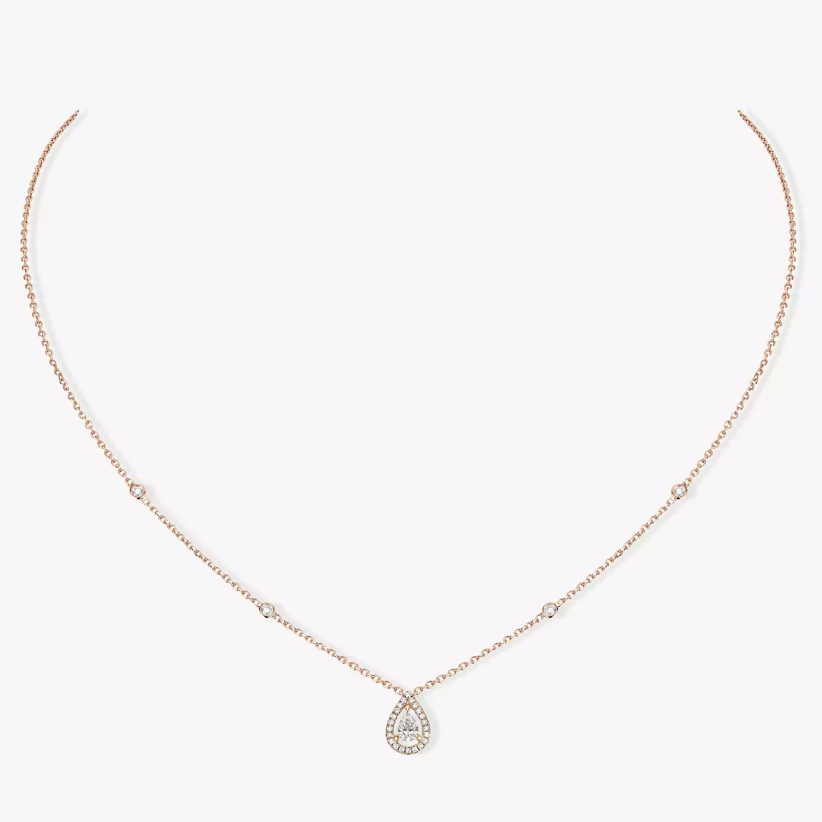 Necklace For Her Pink Gold Diamond Joy Pear Diamond 0.25ct 05224-PG