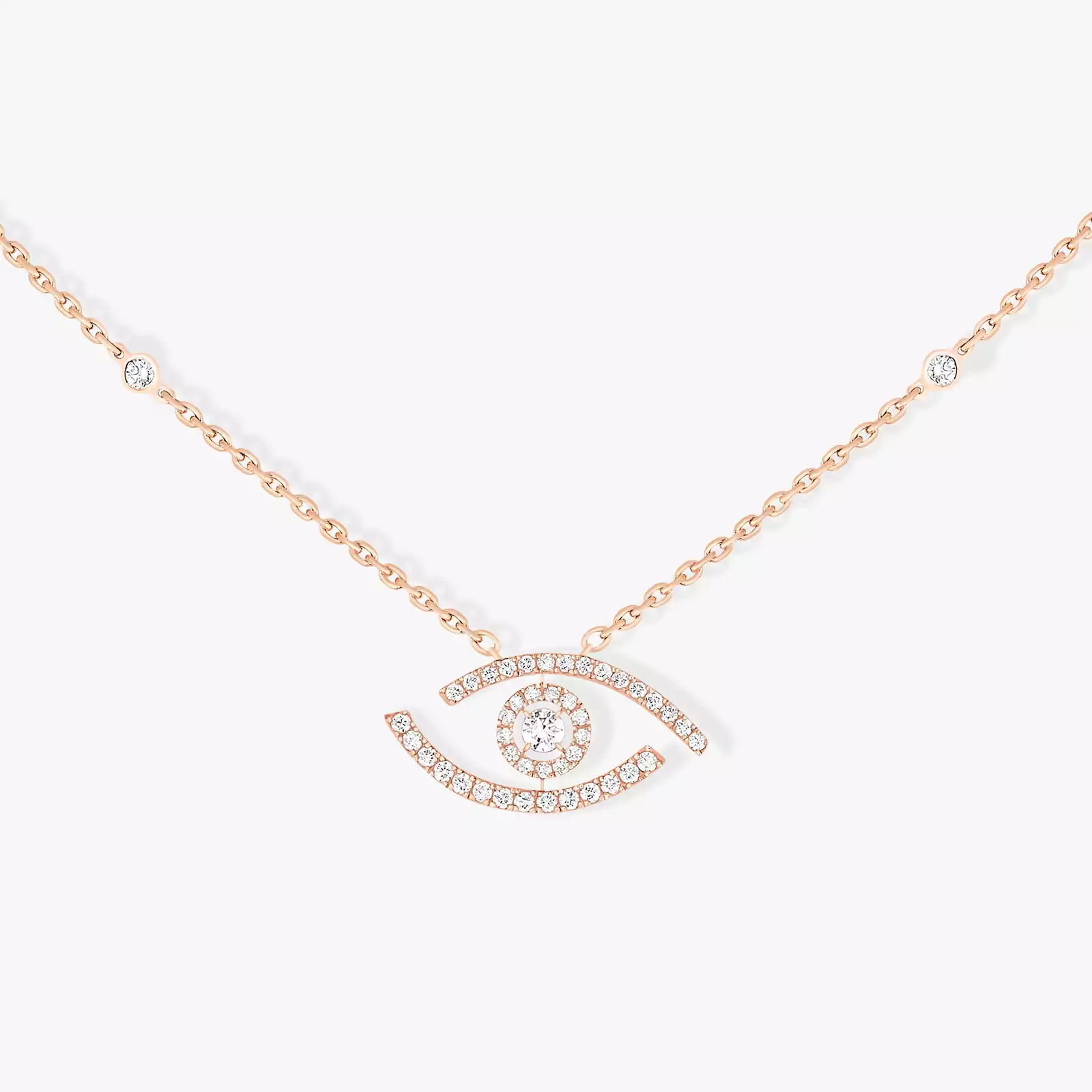 Mit Diamanten ausgefasste Lucky Eye Halskette Für sie Diamant Kette Roségold 07525-PG