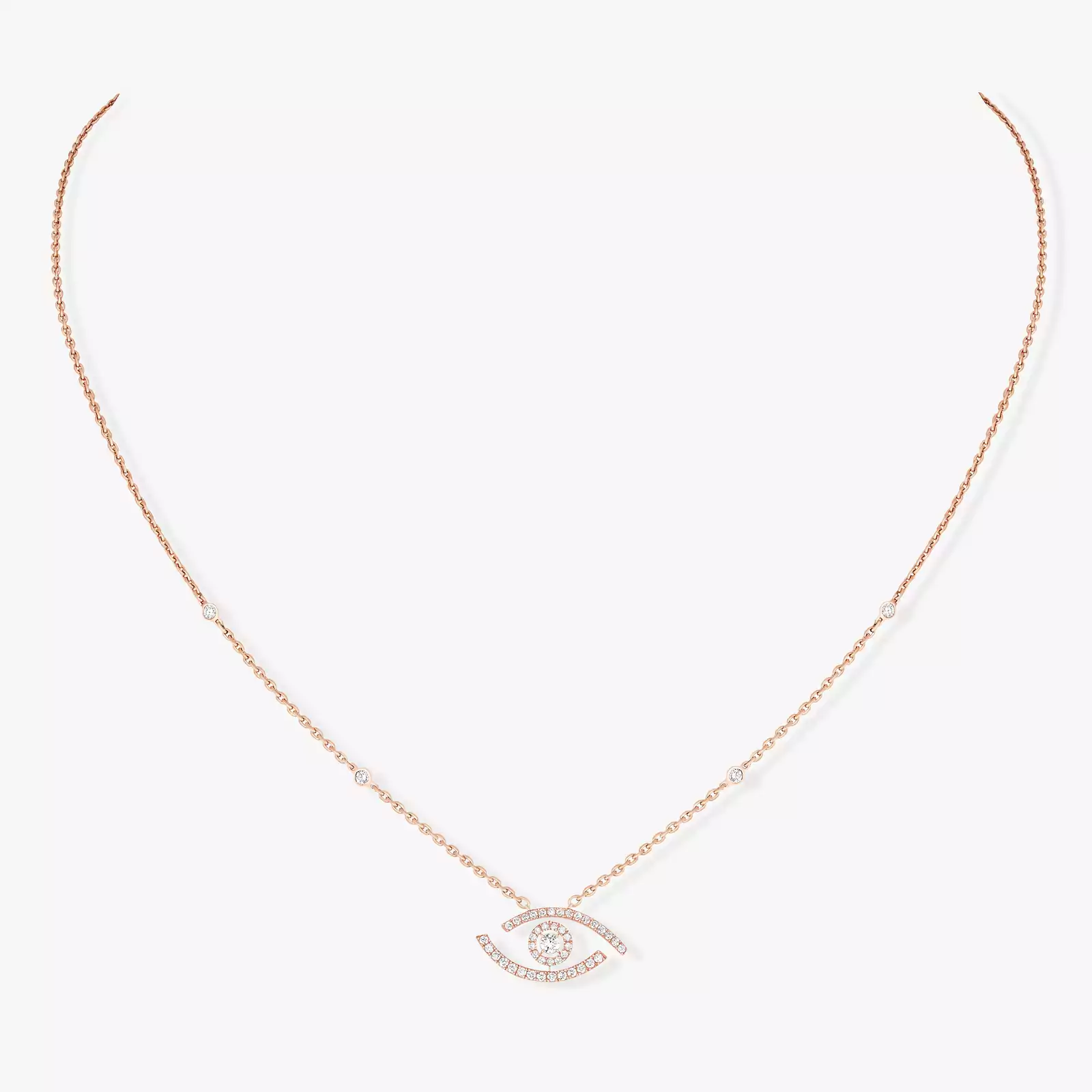 Mit Diamanten ausgefasste Lucky Eye Halskette Für sie Diamant Kette Roségold 07525-PG