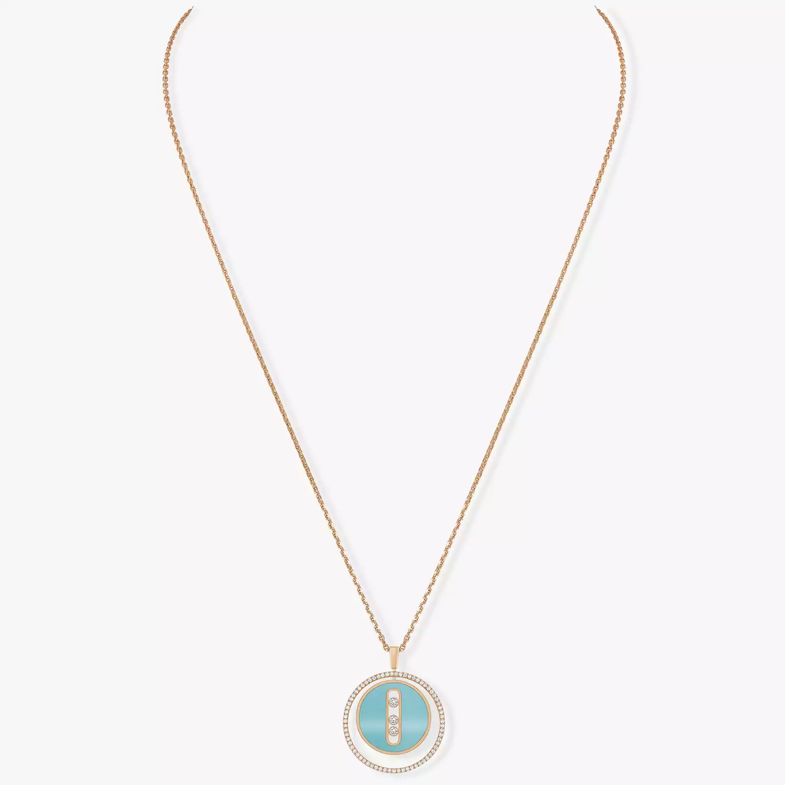 Lucky Move MM Turquoise Pink Gold For Her Diamond Necklace 10836-PG
