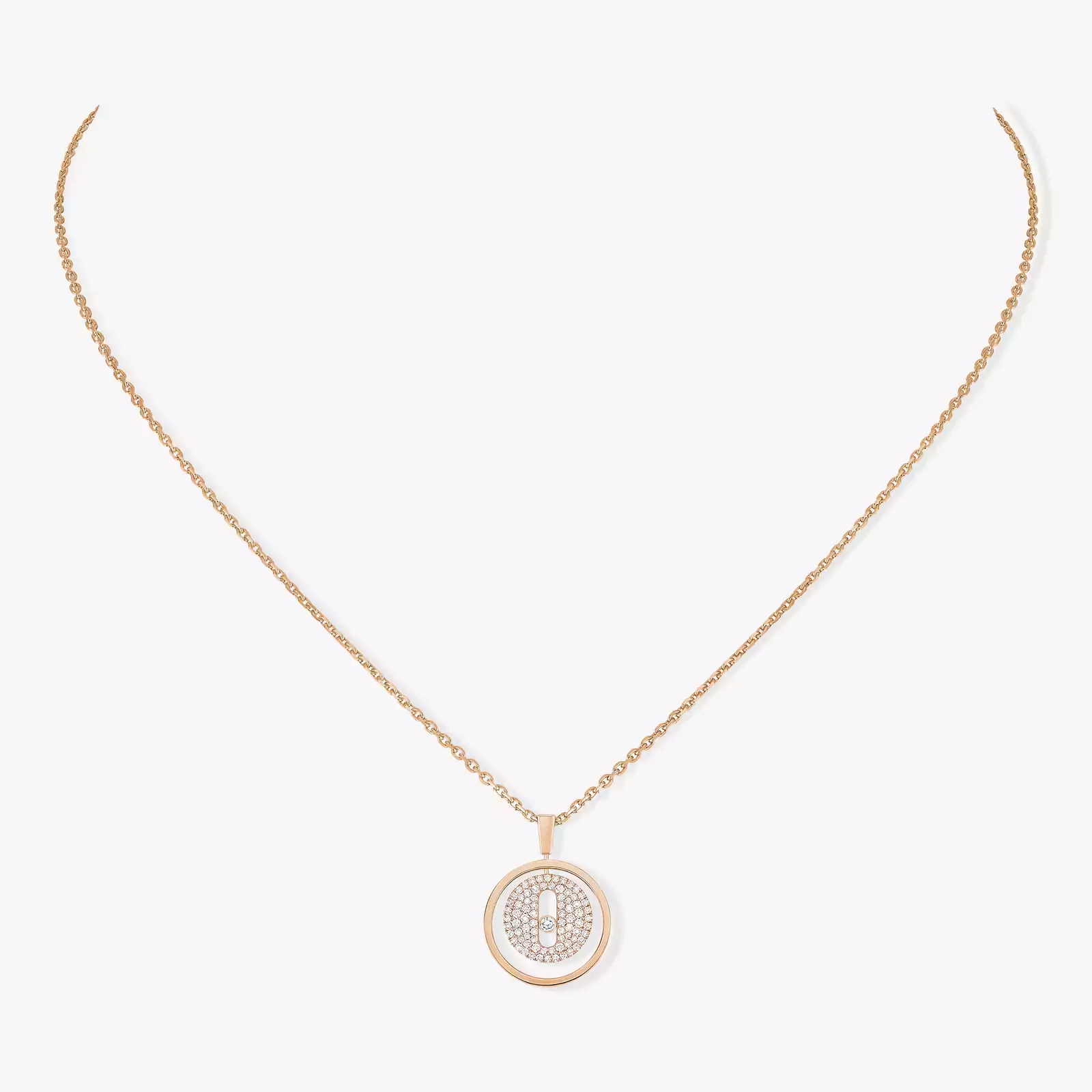Necklace For Her Pink Gold Diamond Lucky Move SM Pavé 07397-PG