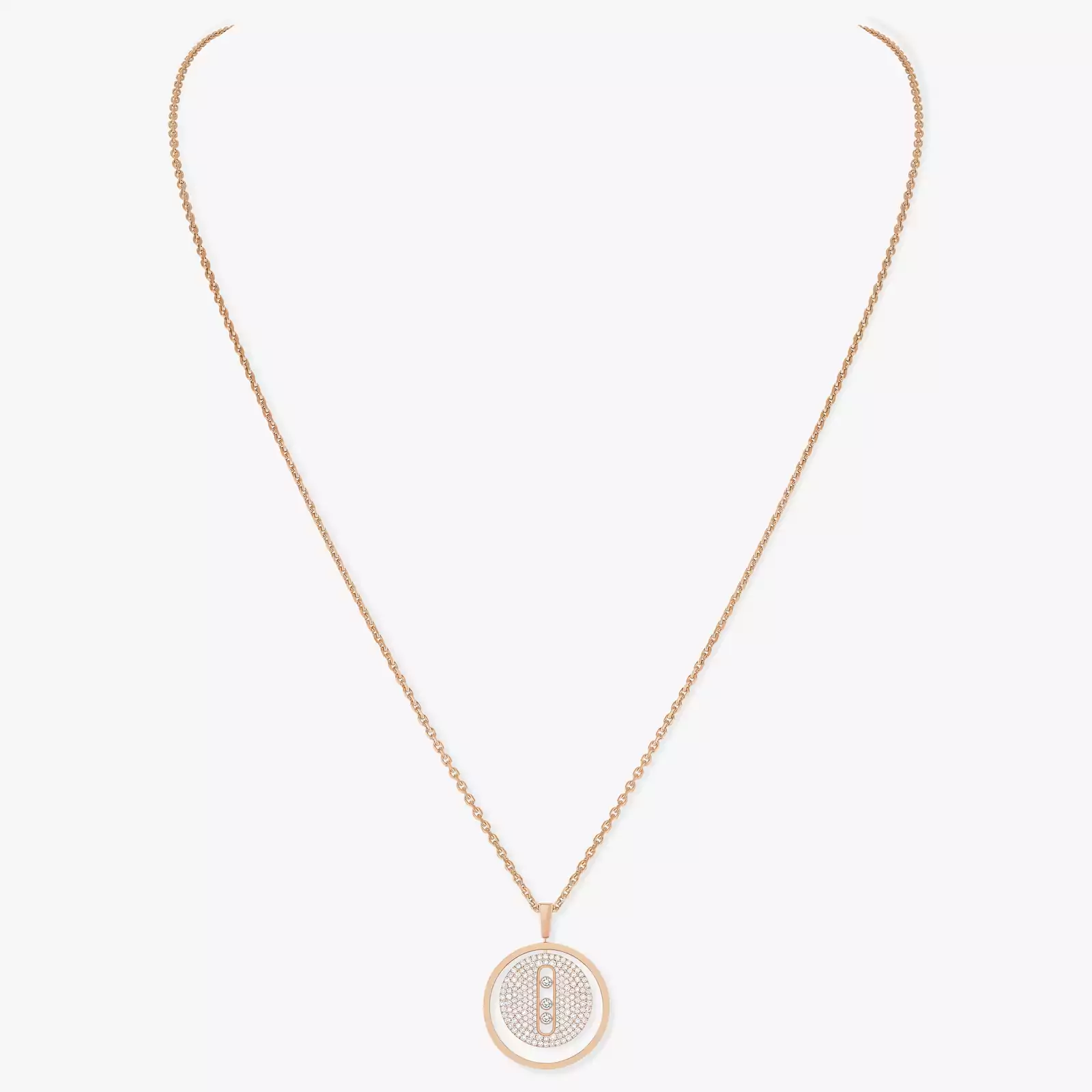 Necklace For Her Pink Gold Diamond Lucky Move MM Pavé 07395-PG