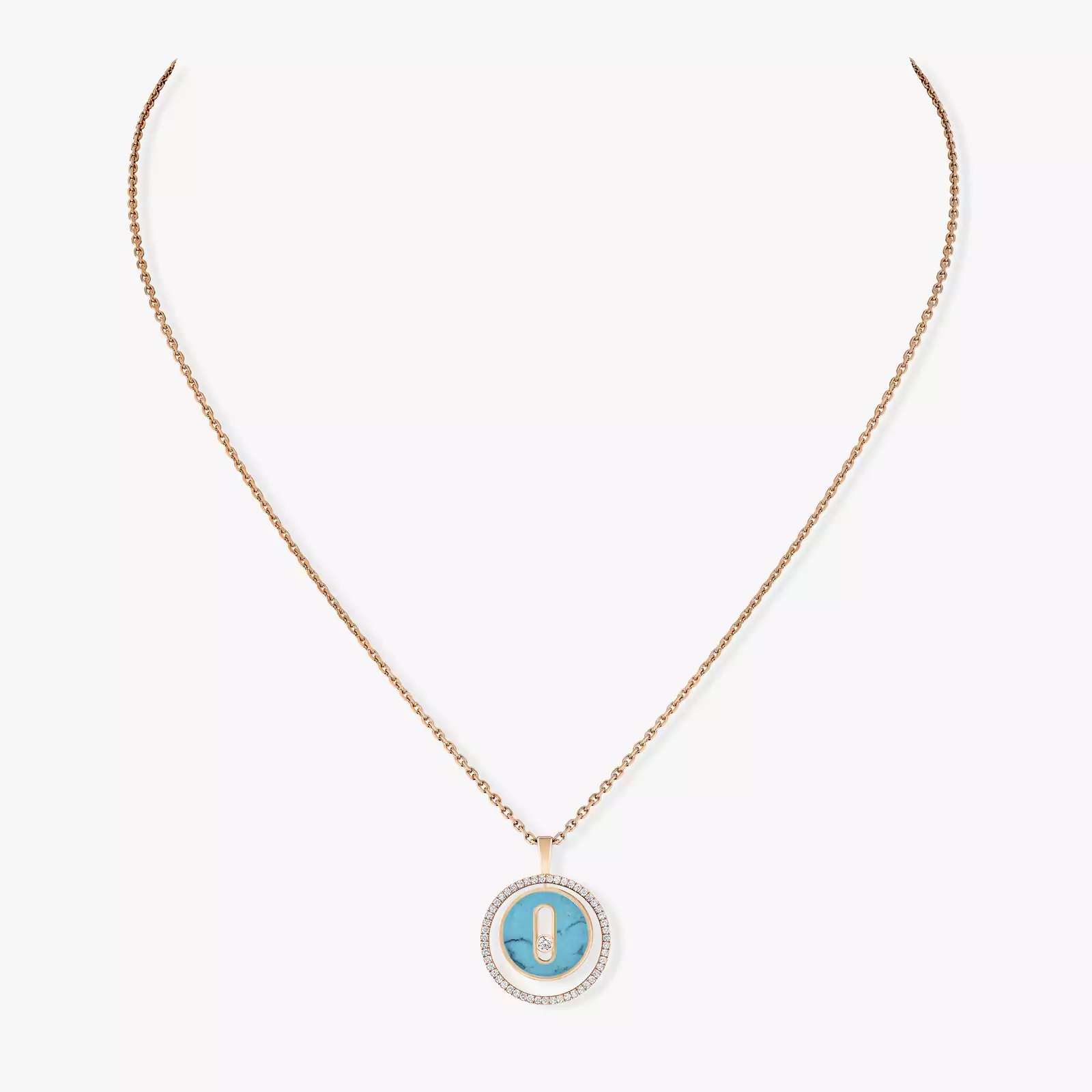 Collier Femme Or Rose Diamant Lucky Move PM Turquoise 11649-PG