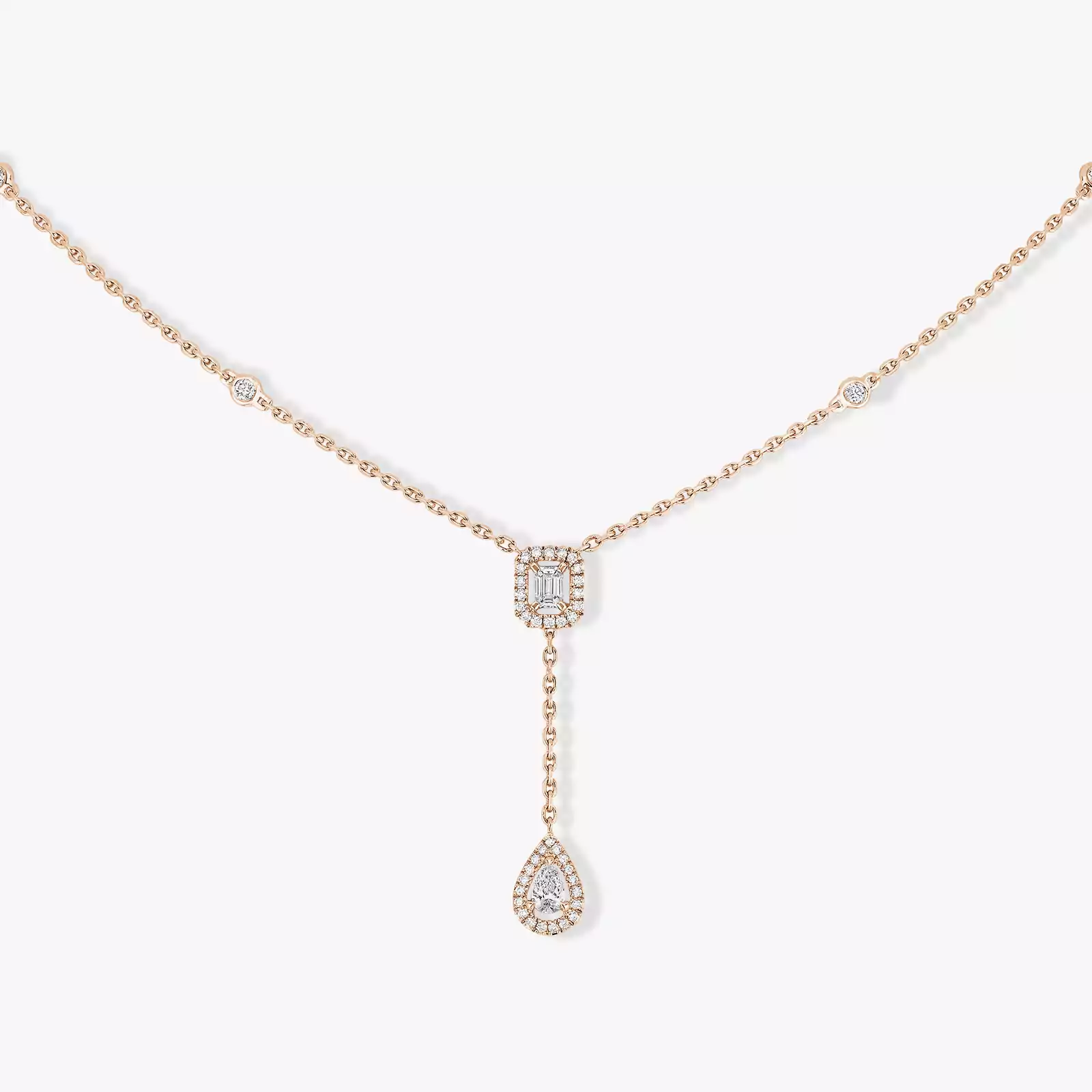 Necklace For Her Pink Gold Diamond My Twin Tie 0.10ct x2 06693-PG