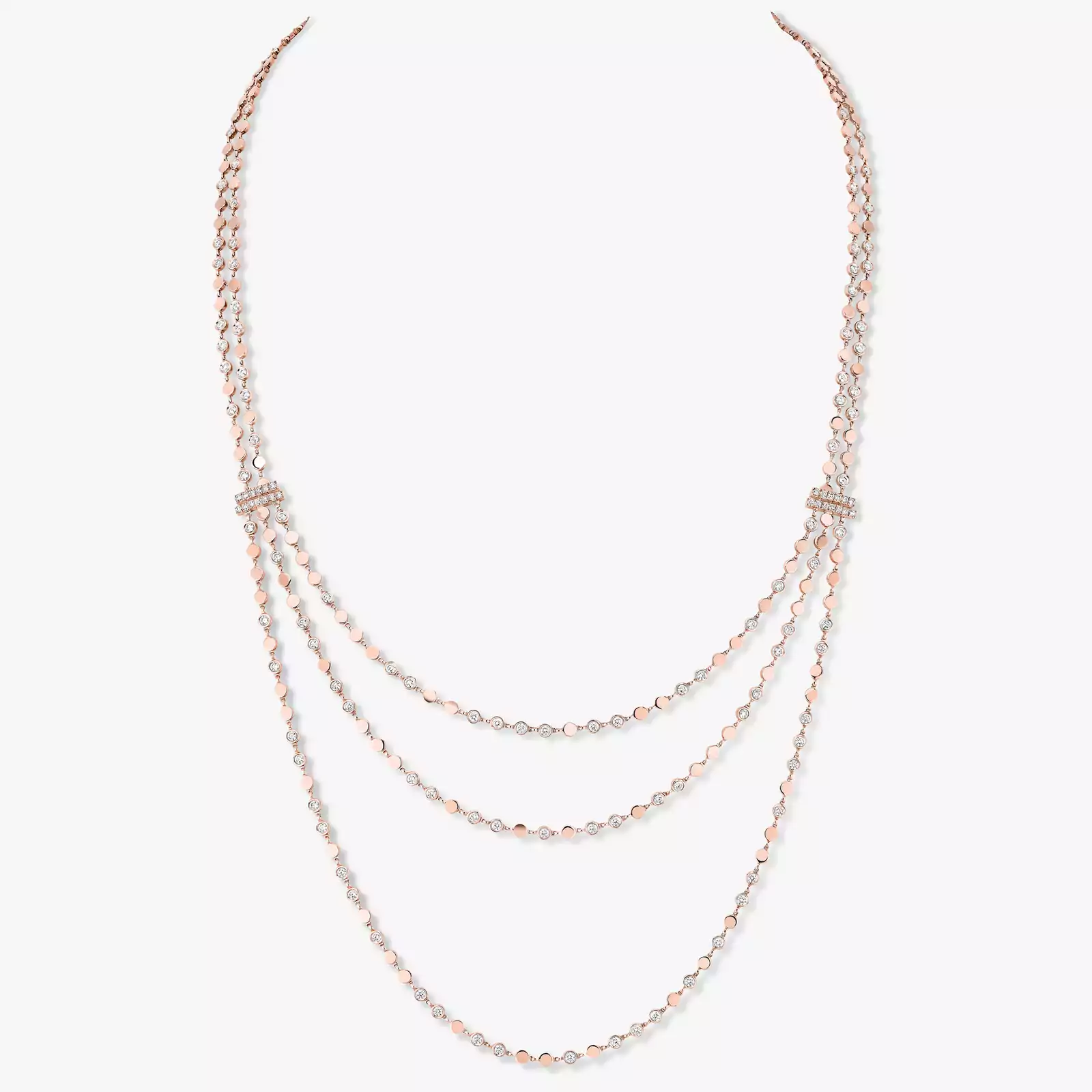 D-Vibes Multi-Row Long Necklace Pink Gold For Her Diamond Necklace 12435-PG