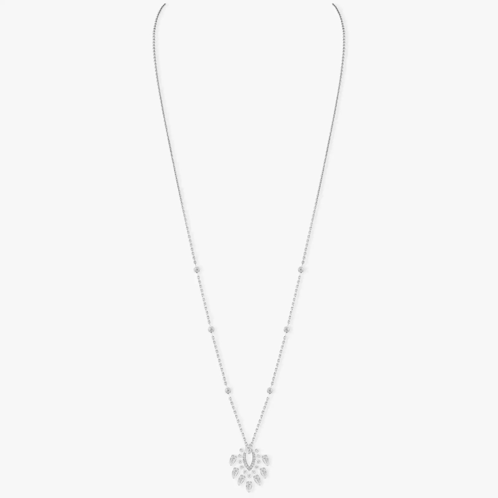Collar Mujer Oro blanco Diamante Collar con colgante Desert Bloom 07359-WG