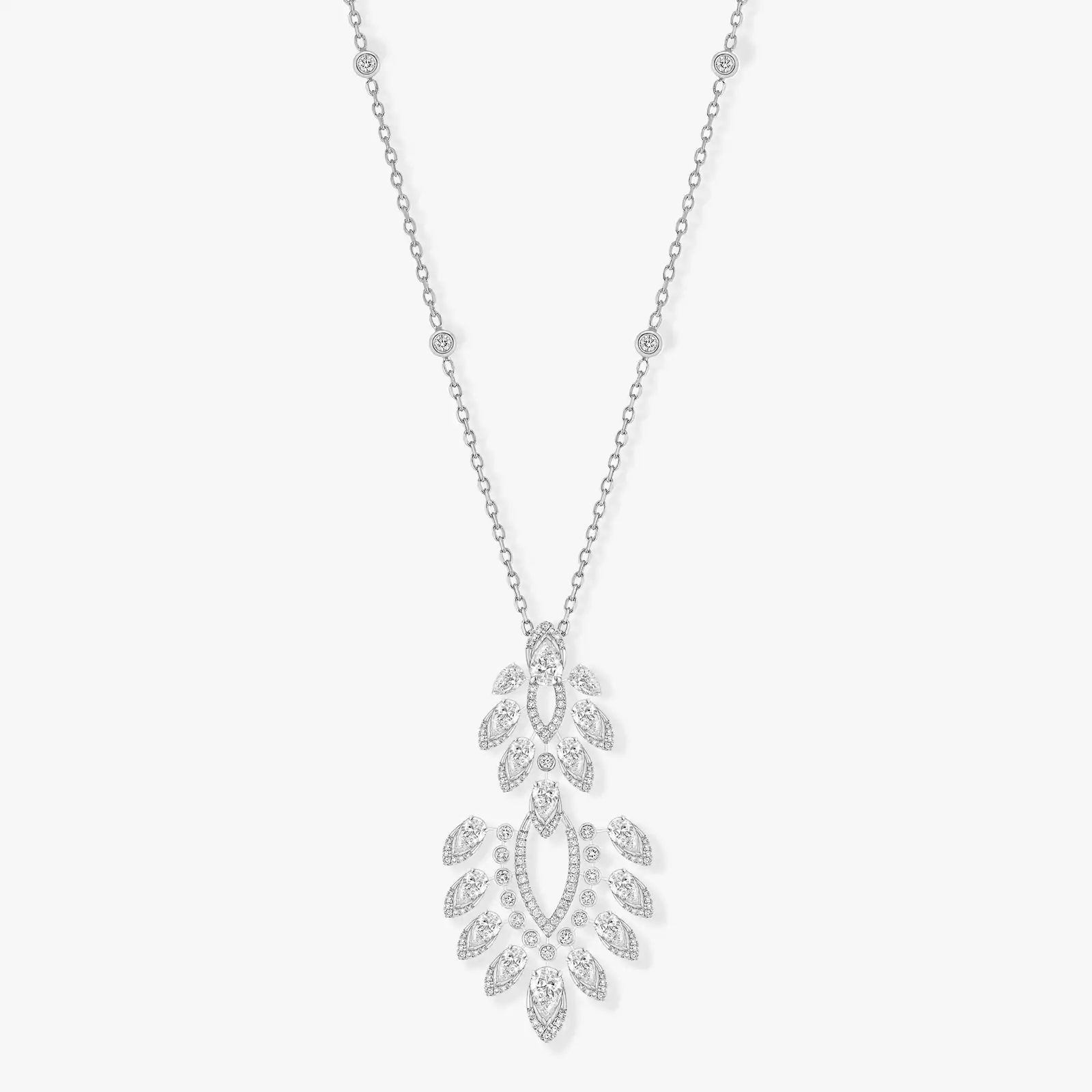 Collier Femme Or Blanc Diamant Sautoir Desert Bloom 07358-WG