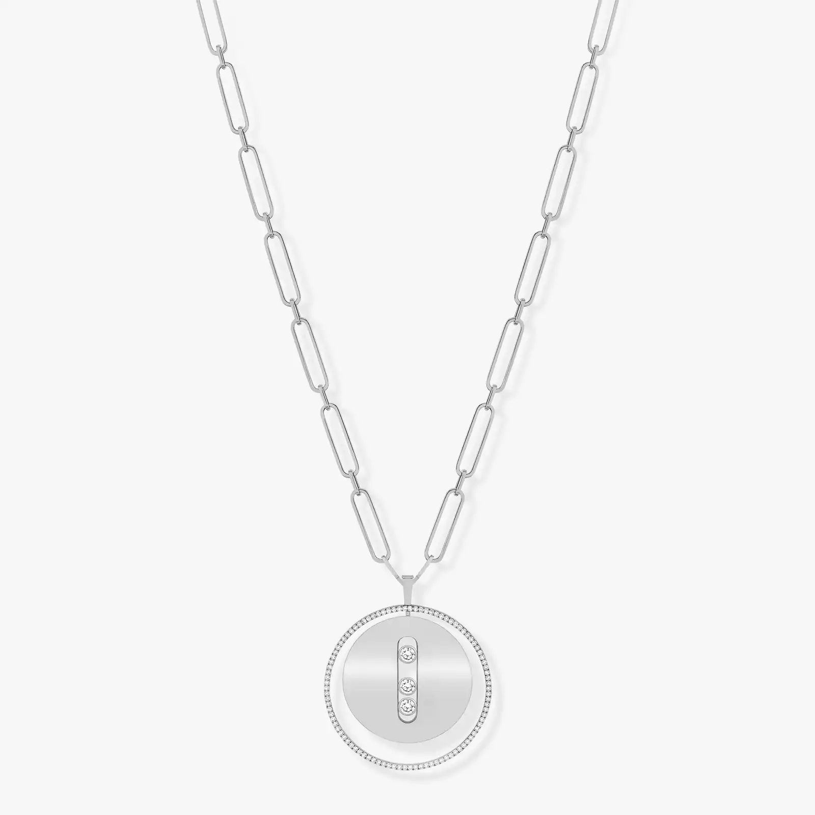 Lucky Move Long Necklace LM White Gold For Her Diamond Necklace 10126-WG