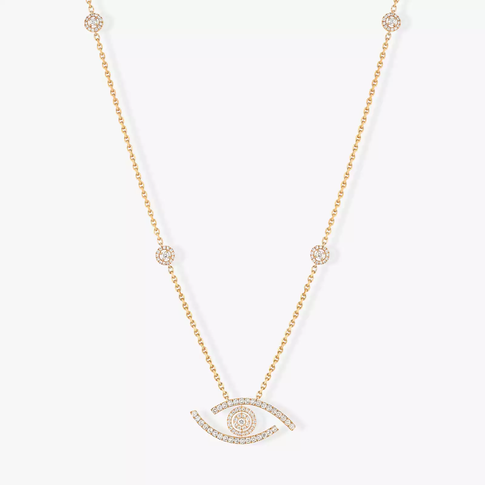 Lucky Eye Diamond Pavé Long Necklace Yellow Gold For Her Diamond Necklace 11570-YG