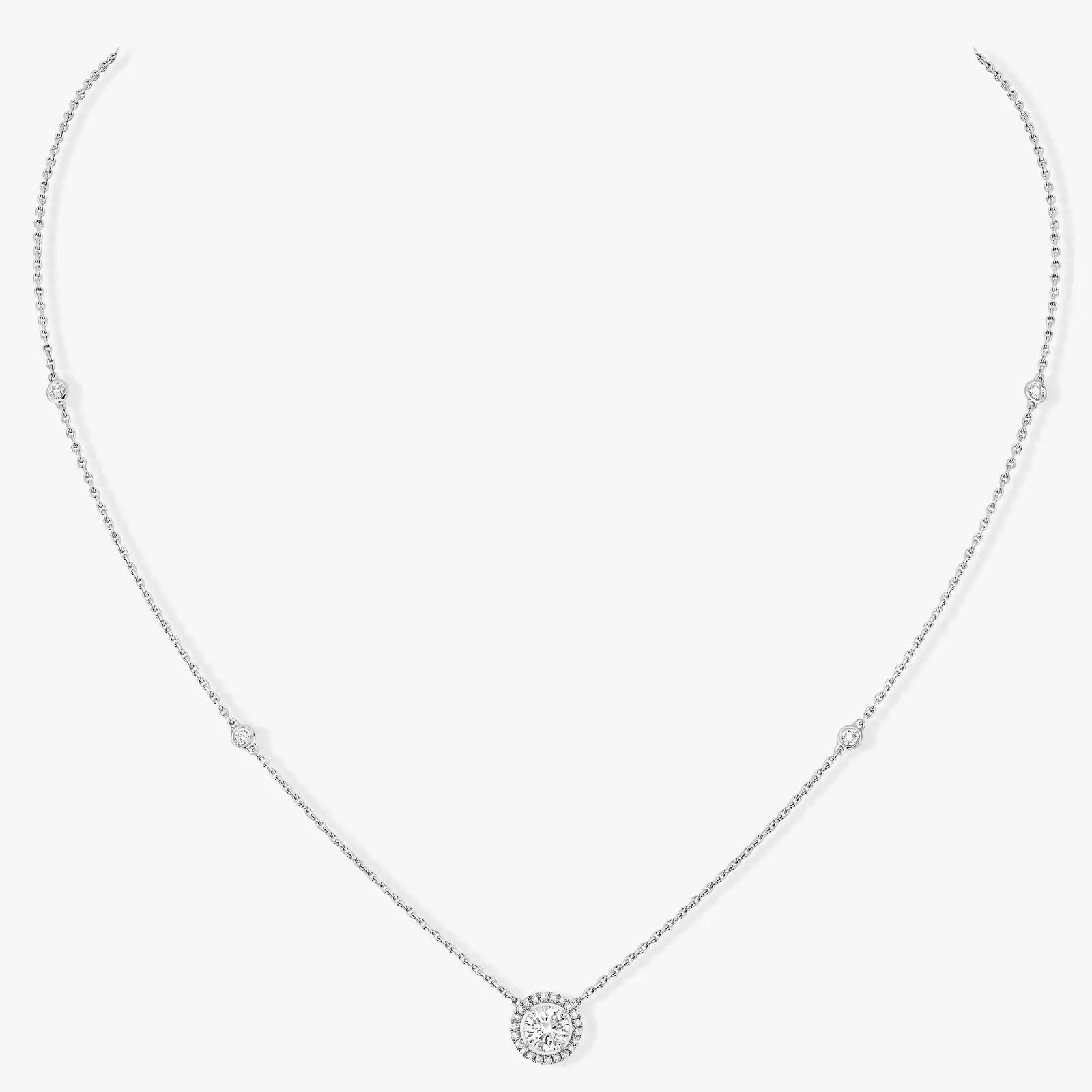 قلادة امرأة ذهب أبيض الماس Solitaire M-Love Brillant 08611-WG