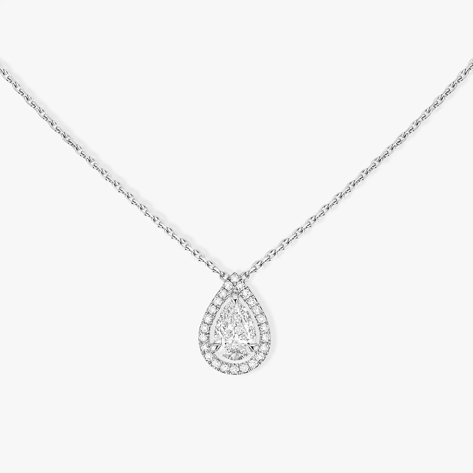 Solitaire M-Love Poire White Gold For Her Diamond Necklace 08020-WG