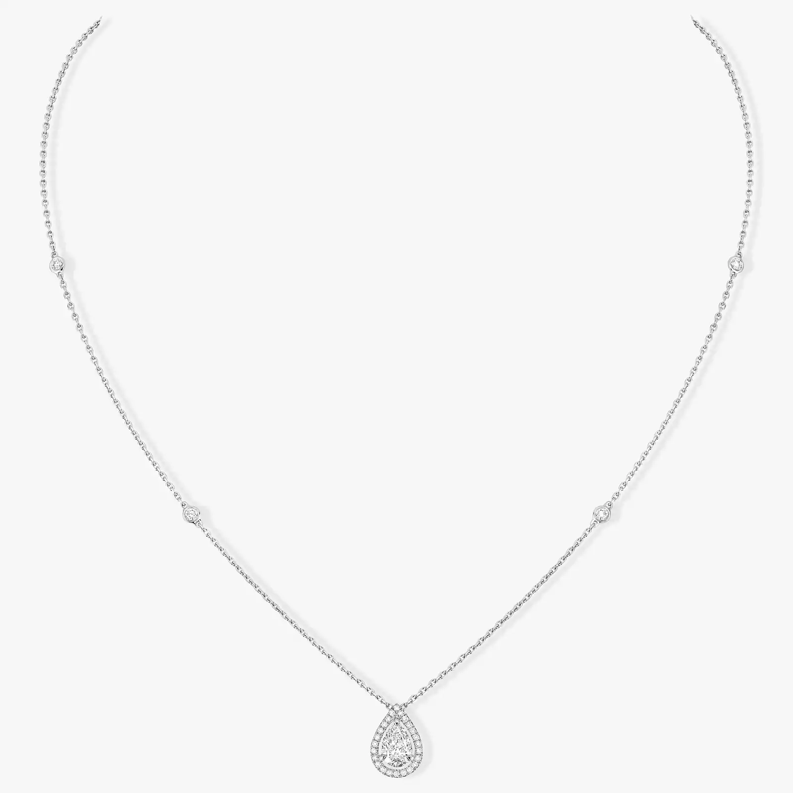 Solitaire M-Love Poire White Gold For Her Diamond Necklace 08020-WG
