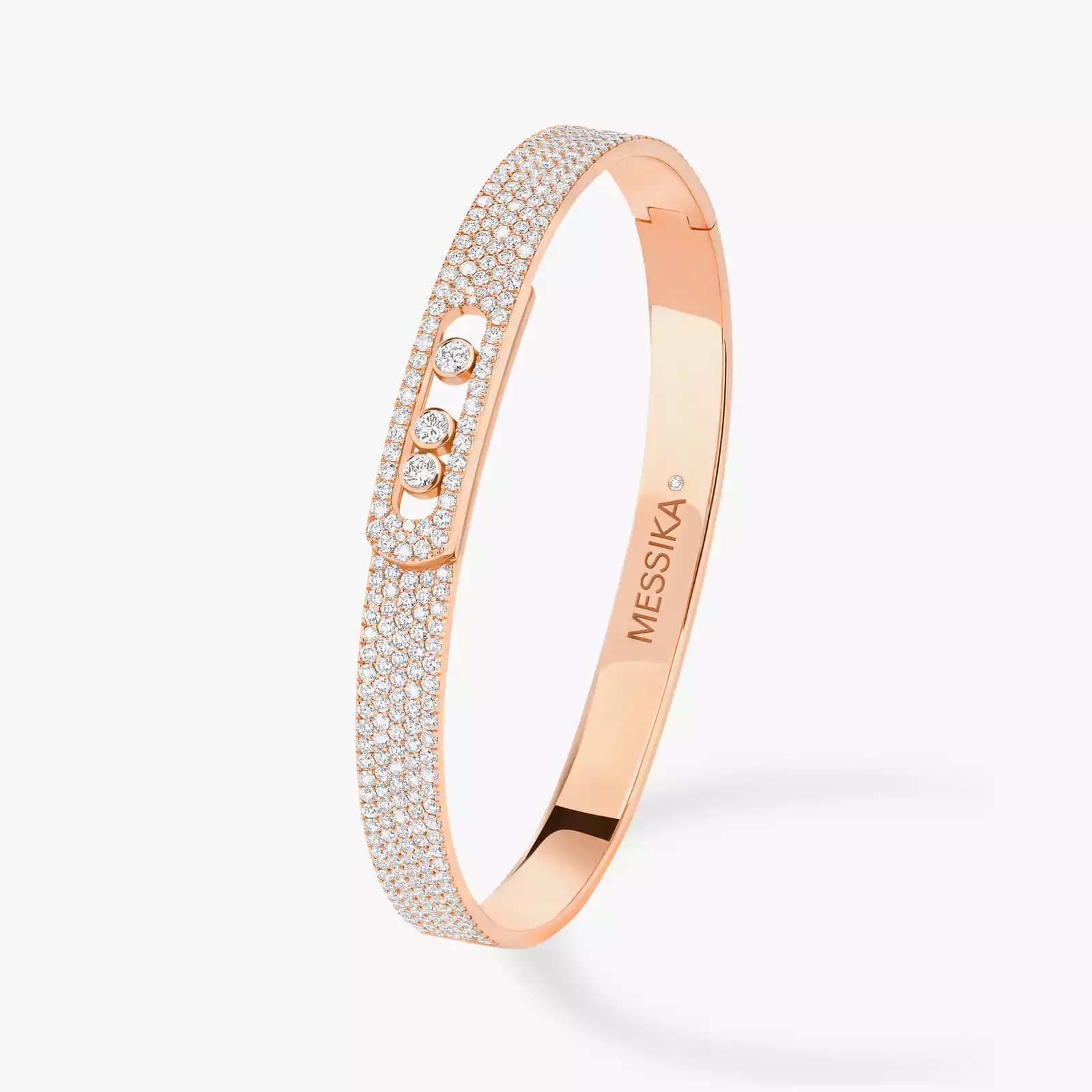 Bracelet For Her Pink Gold Diamond Move Noa Full Pavé Bangle 12722-PG