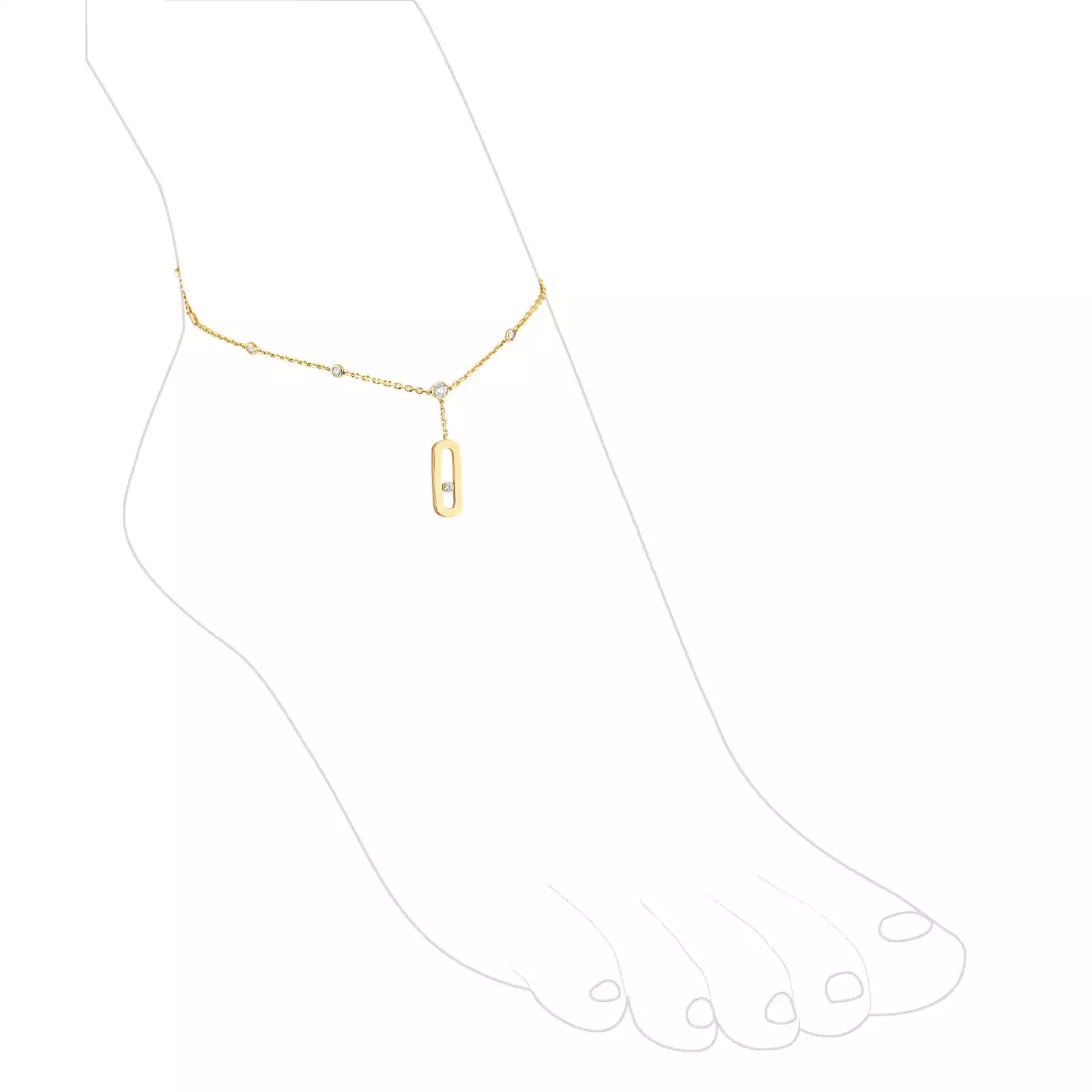 Move Uno Ankle Bracelet Yellow Gold For Her Diamond Bracelet 10100-YG