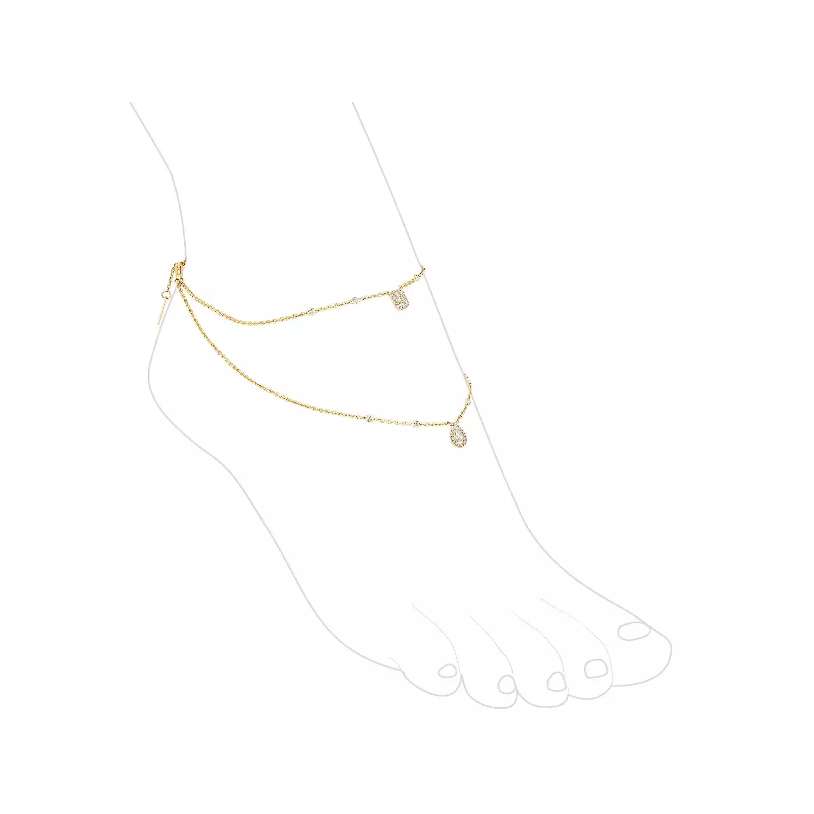 Bracelet de Cheville My Twin 2 Rangs Yellow Gold For Her Bracelet 07152-YG