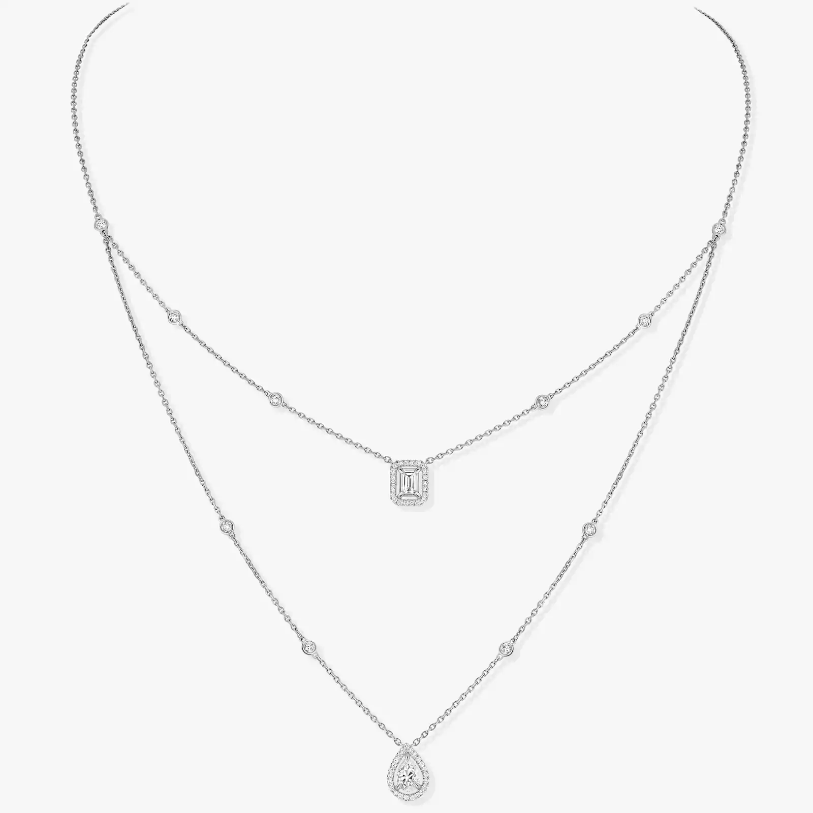 Collar Mujer Oro blanco Diamante My Twin 2 cadenas 0,40 ct x 2 12966-WG