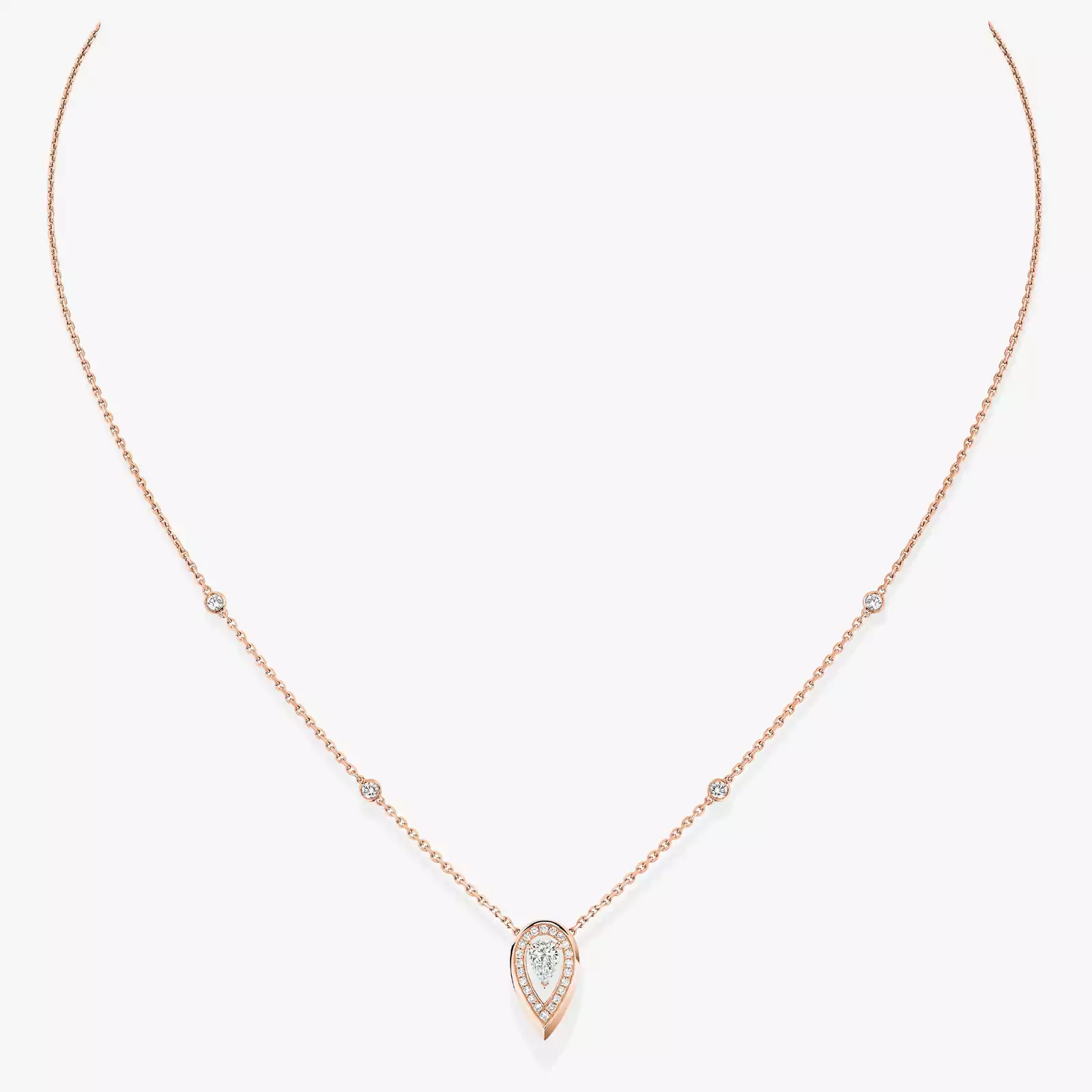Fiery 0.10ct Pink Gold For Her Diamond Necklace 12611-PG