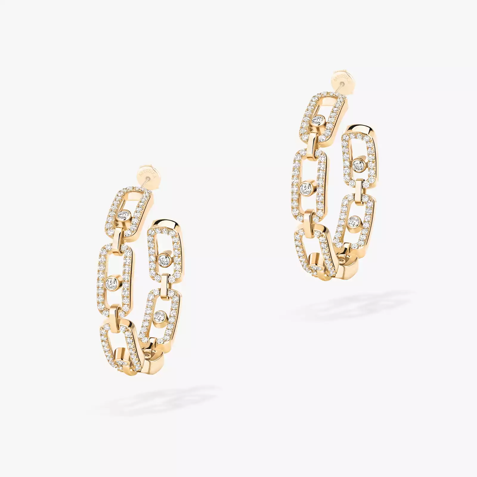 Move Link SM Hoop Earrings Yellow Gold For Her Diamond Earrings 12716-YG