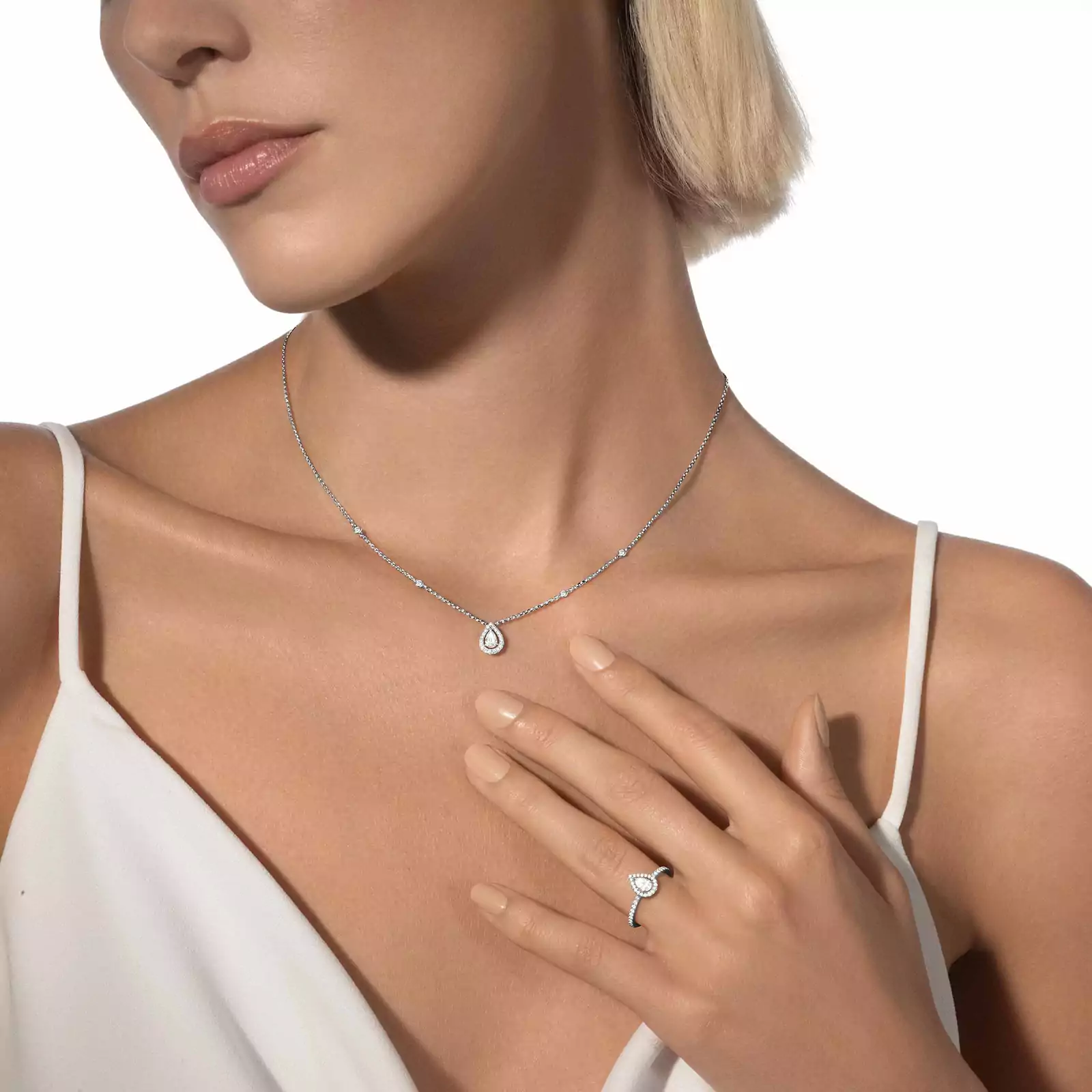 Bague Femme Or Blanc Diamant Joy Diamant Poire 0,25ct 05220-WG