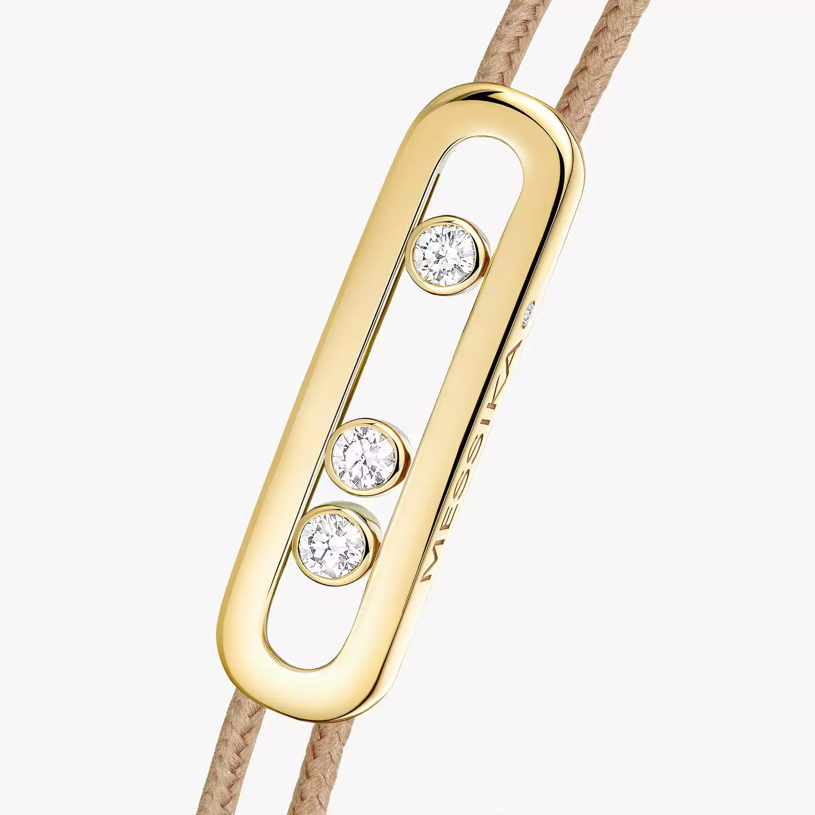 Bracelet For Her Yellow Gold Diamond Messika CARE(S) Beige Cord Bracelet 14099-YG
