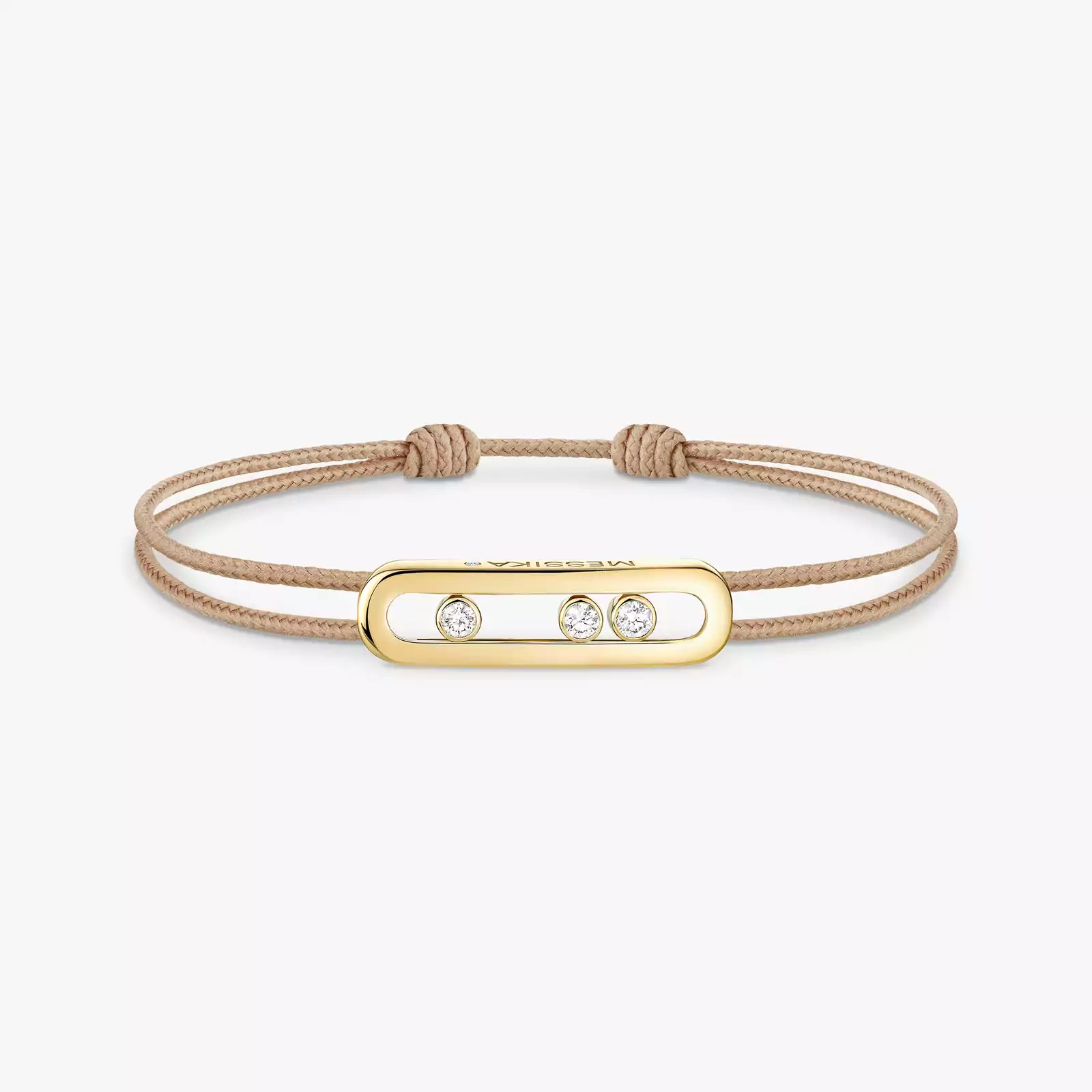 Bracelet For Her Yellow Gold Diamond Messika CARE(S) Beige Cord Bracelet 14099-YG