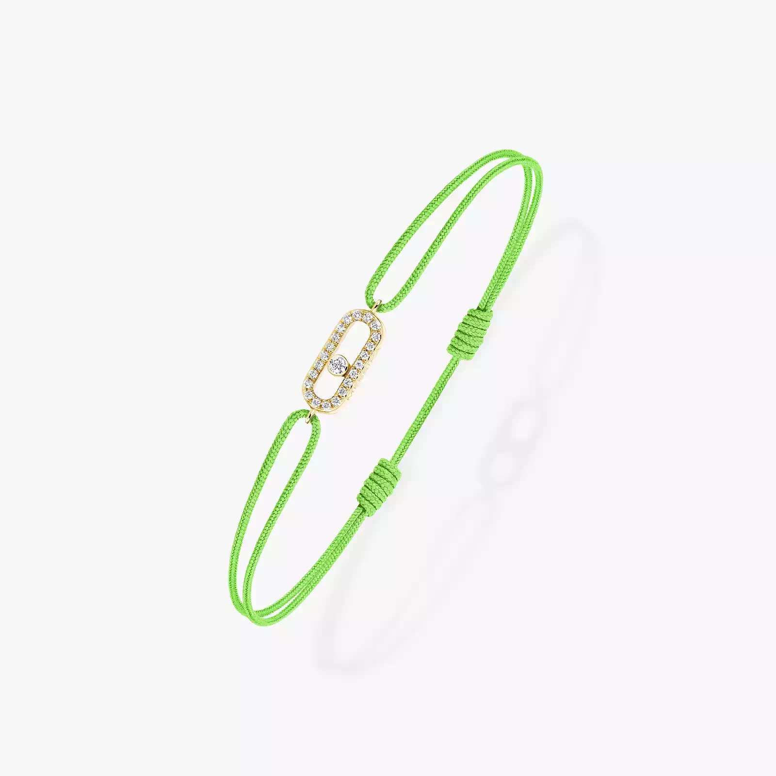 Bracciale Donna Oro giallo Diamante Cordino Move Uno verde fluo 14372-YG