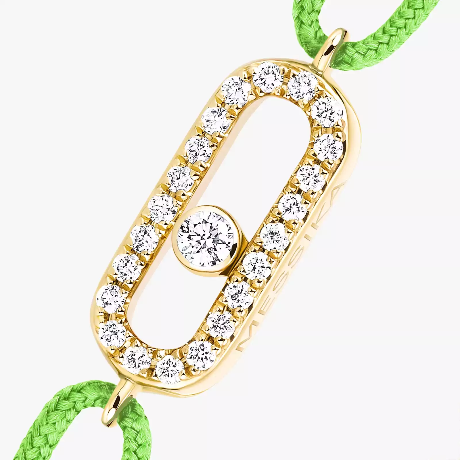 Bracciale Donna Oro giallo Diamante Cordino Move Uno verde fluo 14372-YG