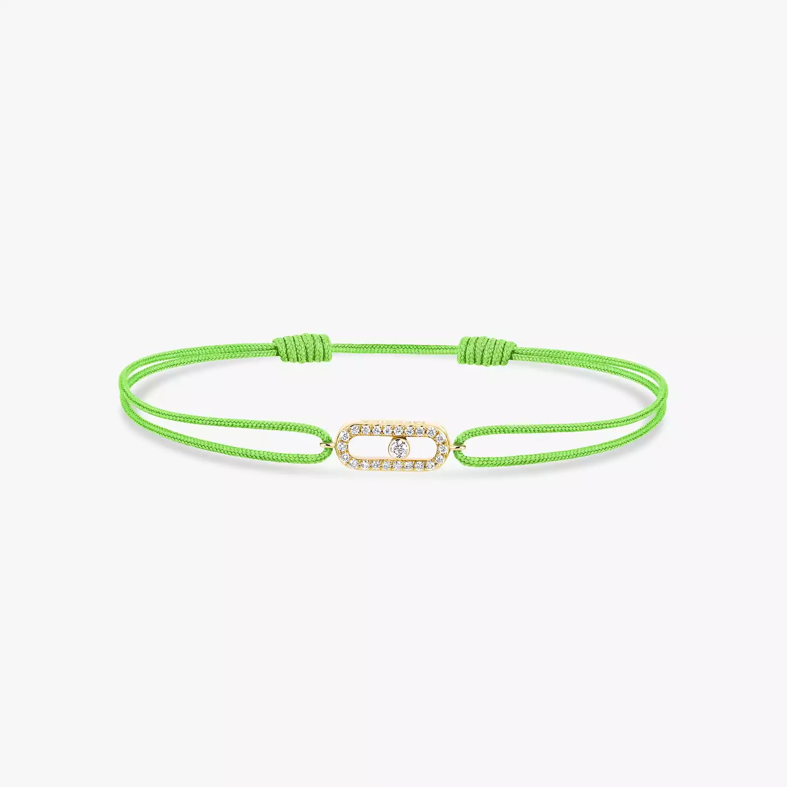 Bracciale Donna Oro giallo Diamante Cordino Move Uno verde fluo 14372-YG